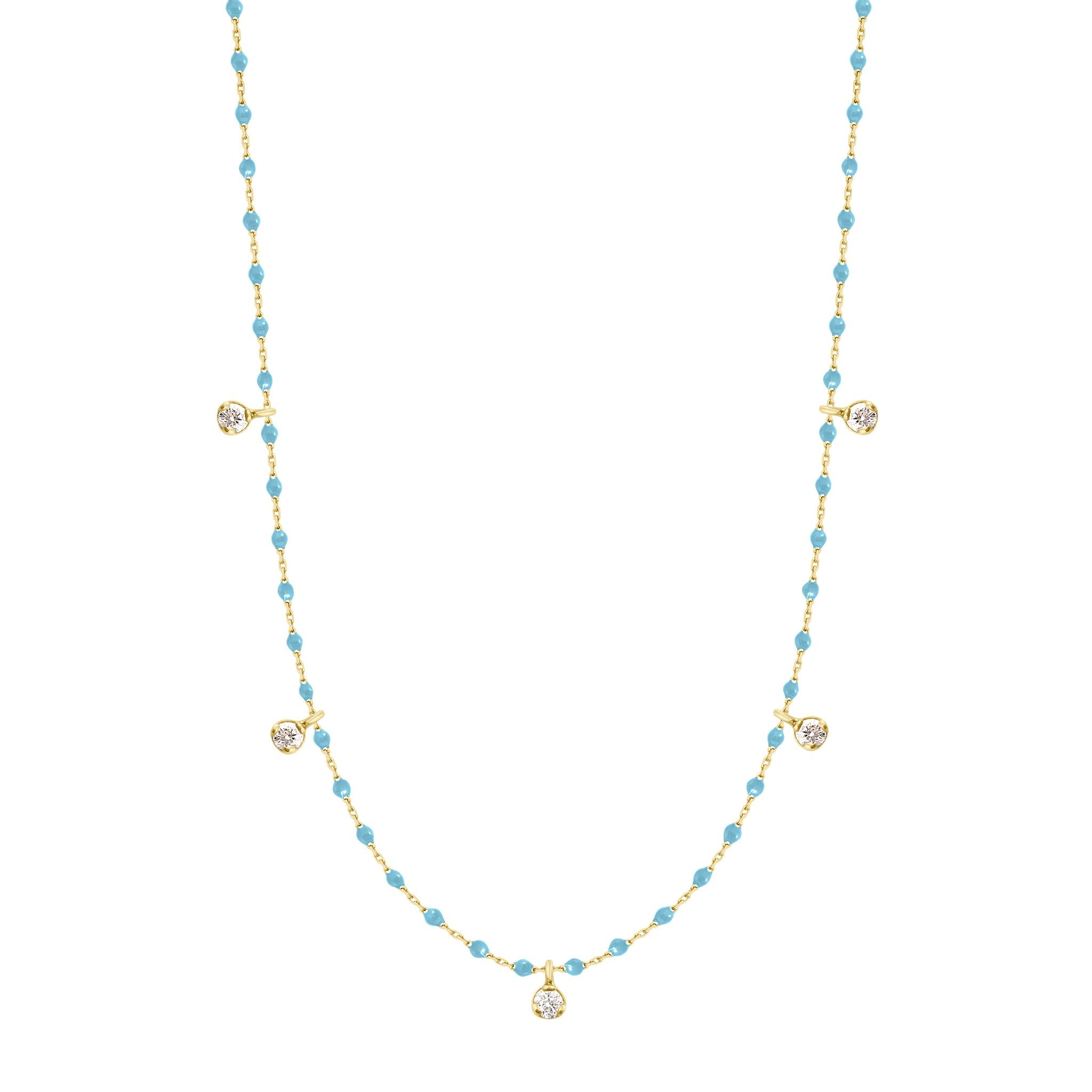 Collier turquoise Mini Gigi, or jaune, 5 diamants, 55 cm mini gigi Référence :  b1mi005j3455di -1