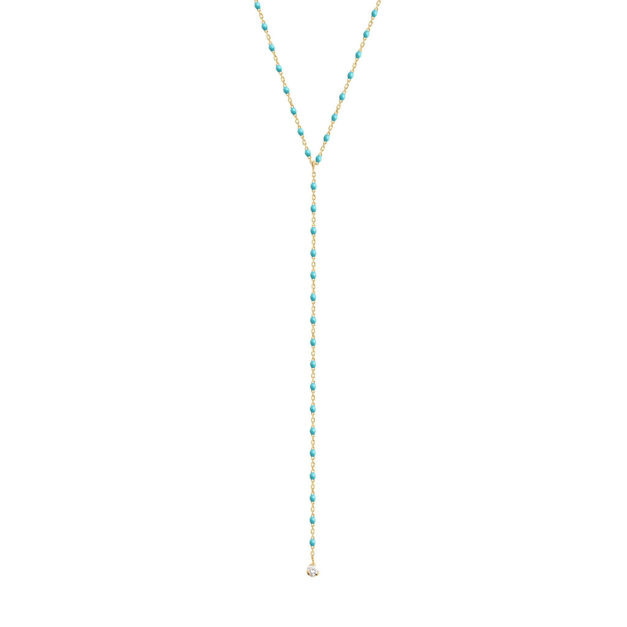 Collier turquoise vert Mini Gigi party Y, or jaune, 1 diamant, 50 cm mini gigi Référence :  b1mi020j3350di -1