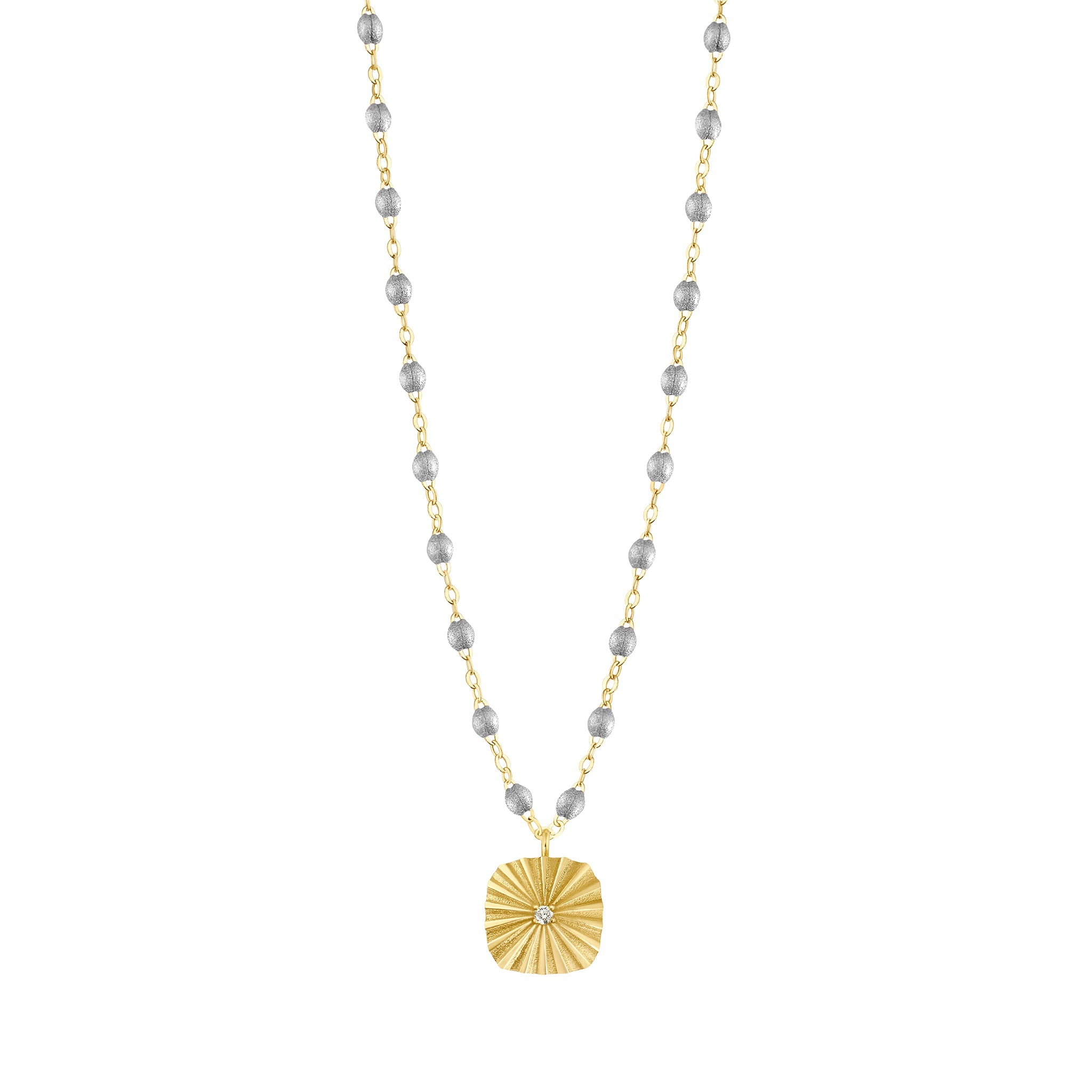 Collier argent Miss Lumière diamant, or jaune, 42 cm