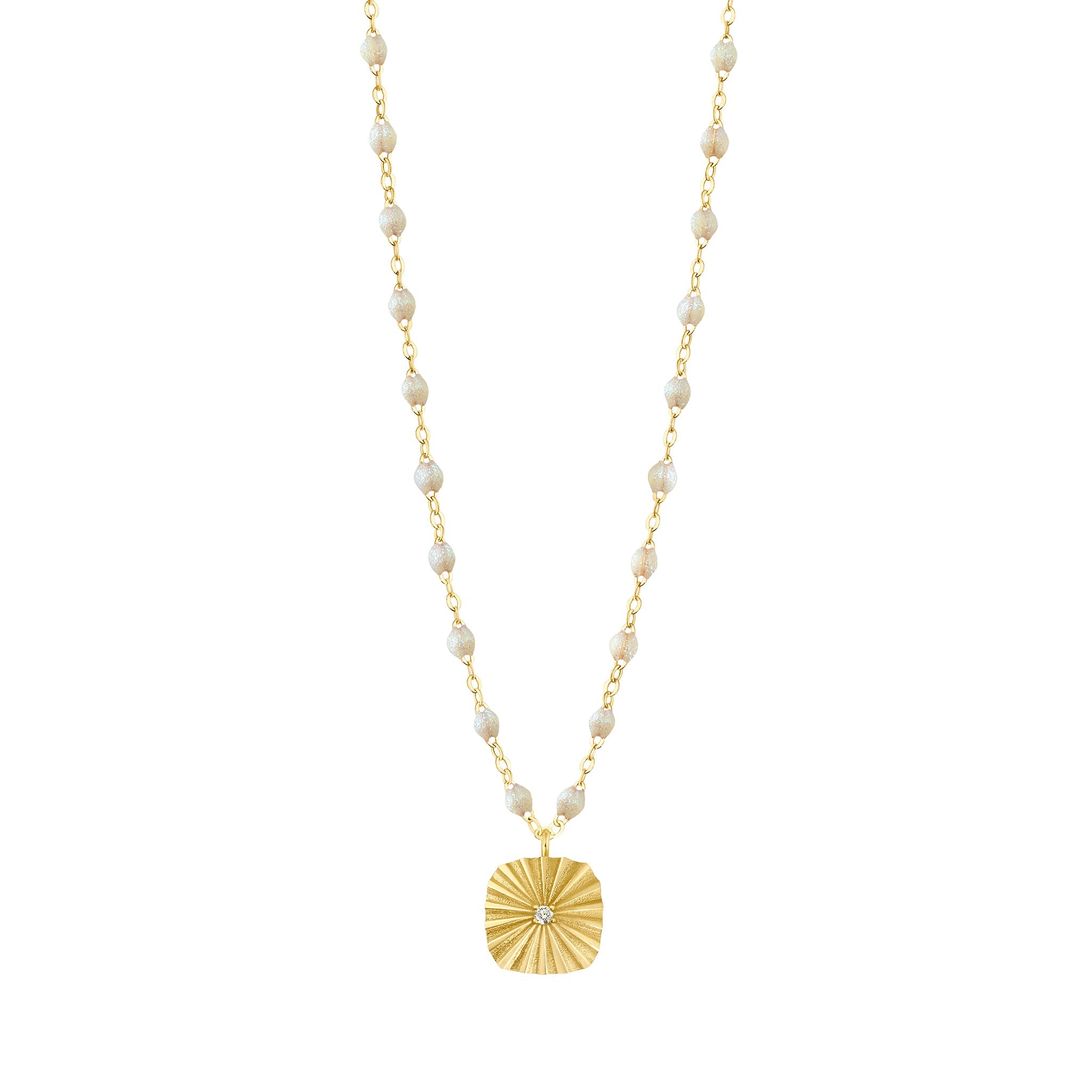 Collier opale Miss Lumière diamant, or jaune, 42 cm