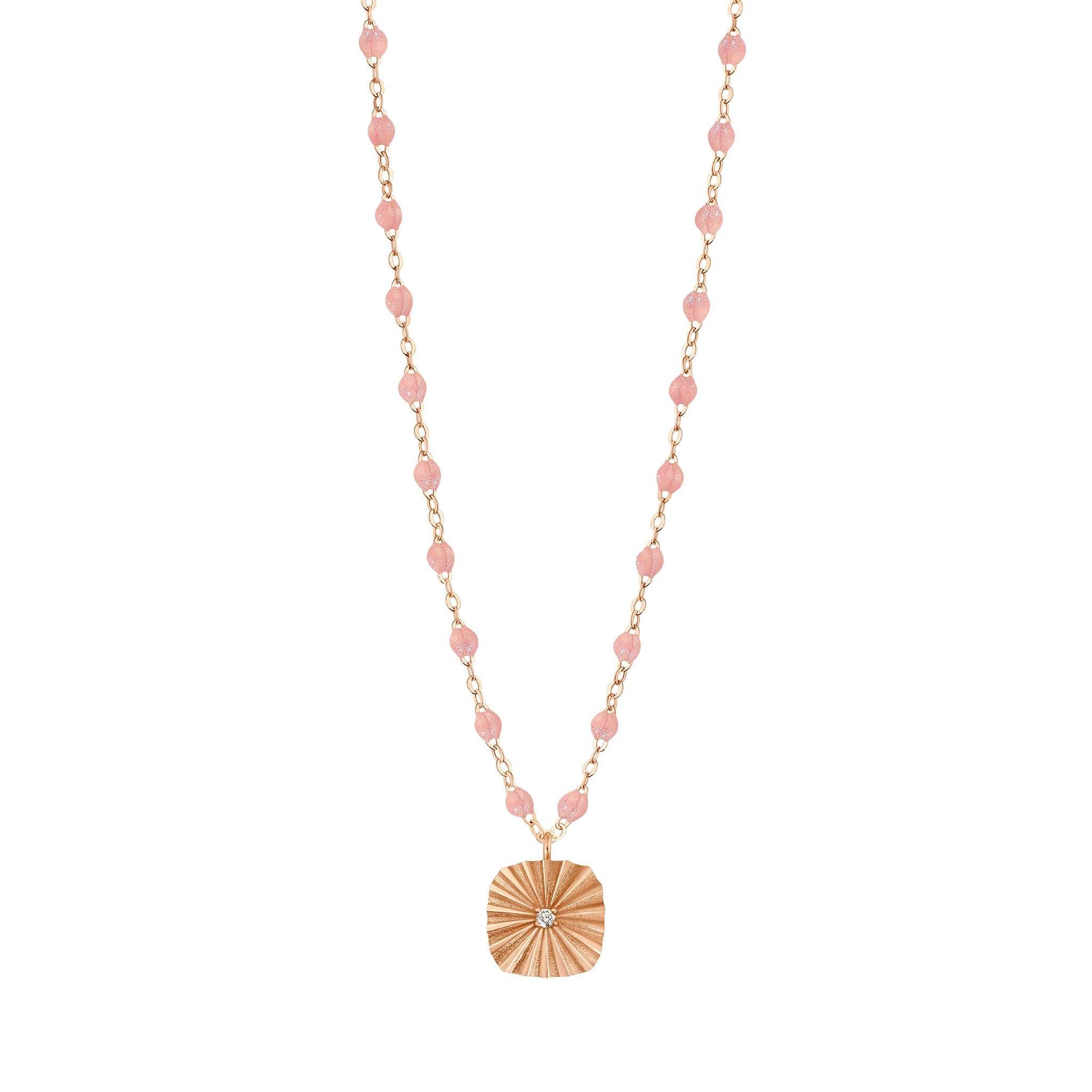 Collier blush Miss Lumière diamant, or rose, 42 cm