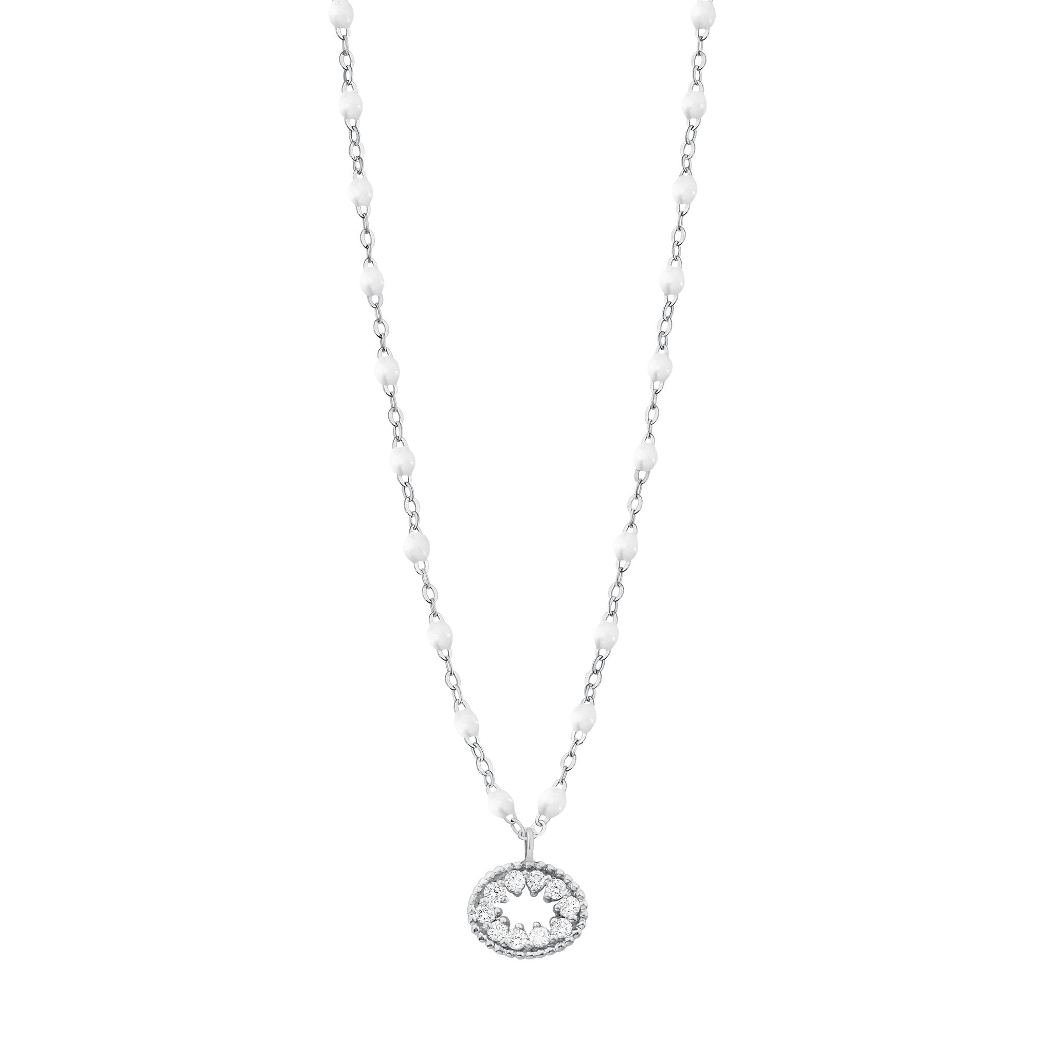 Collier blanc Oeil de Pirate, diamants, or blanc, 42 cm