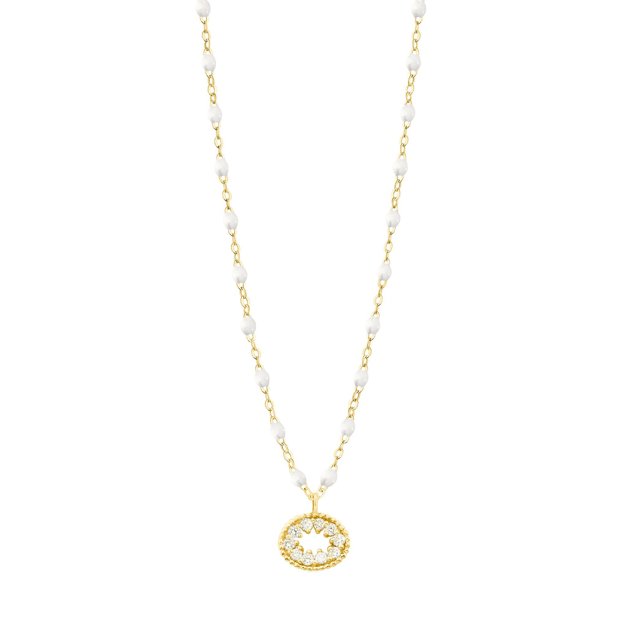 Collier blanc Oeil de Pirate, diamants, or jaune, 42 cm