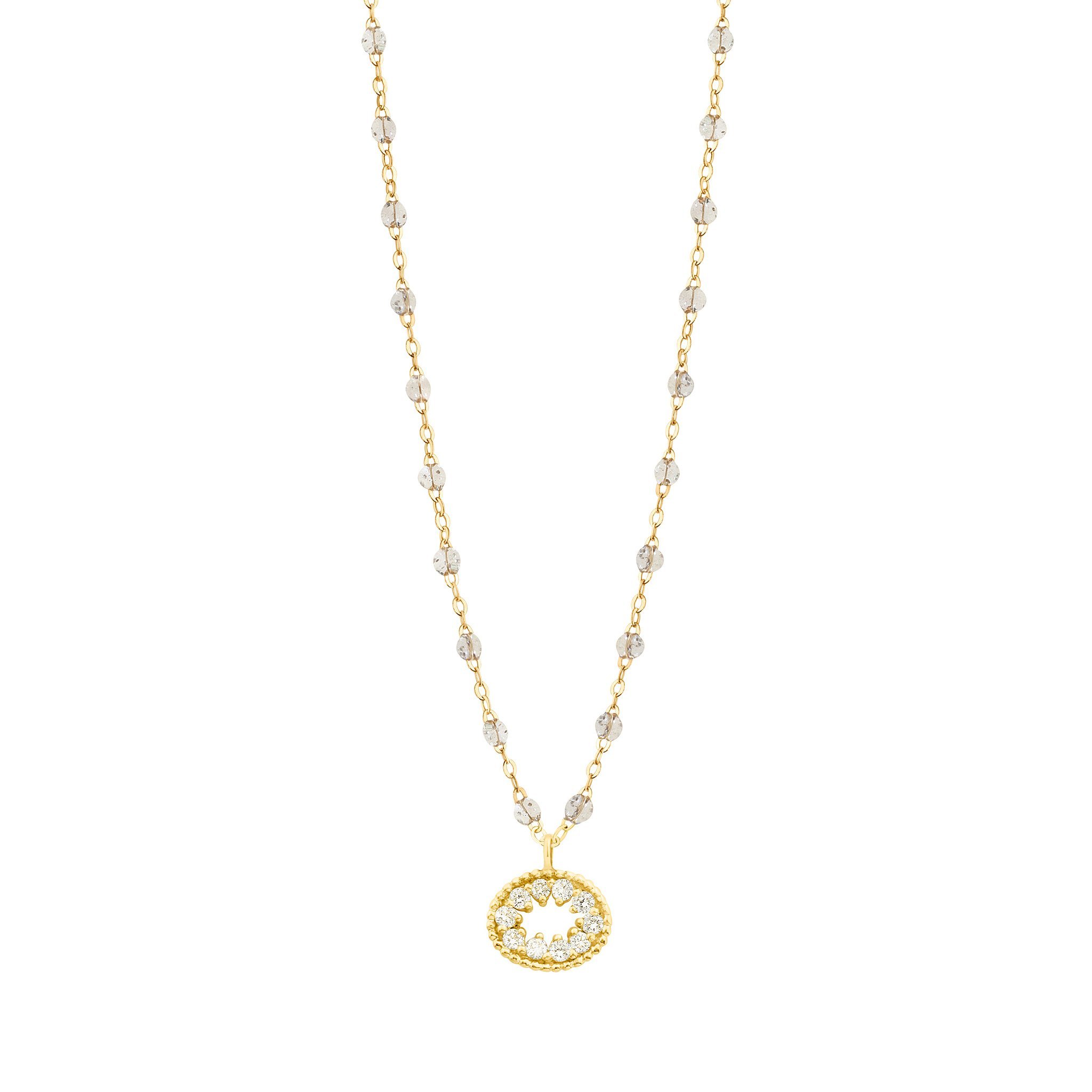 Collier sparkle Oeil de Pirate, diamants, or jaune, 42 cm