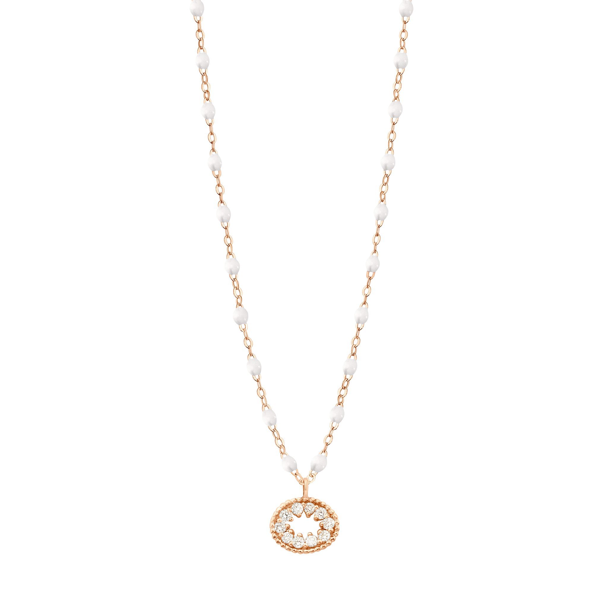 Collier blanc Oeil de Pirate, diamants, or rose, 42 cm