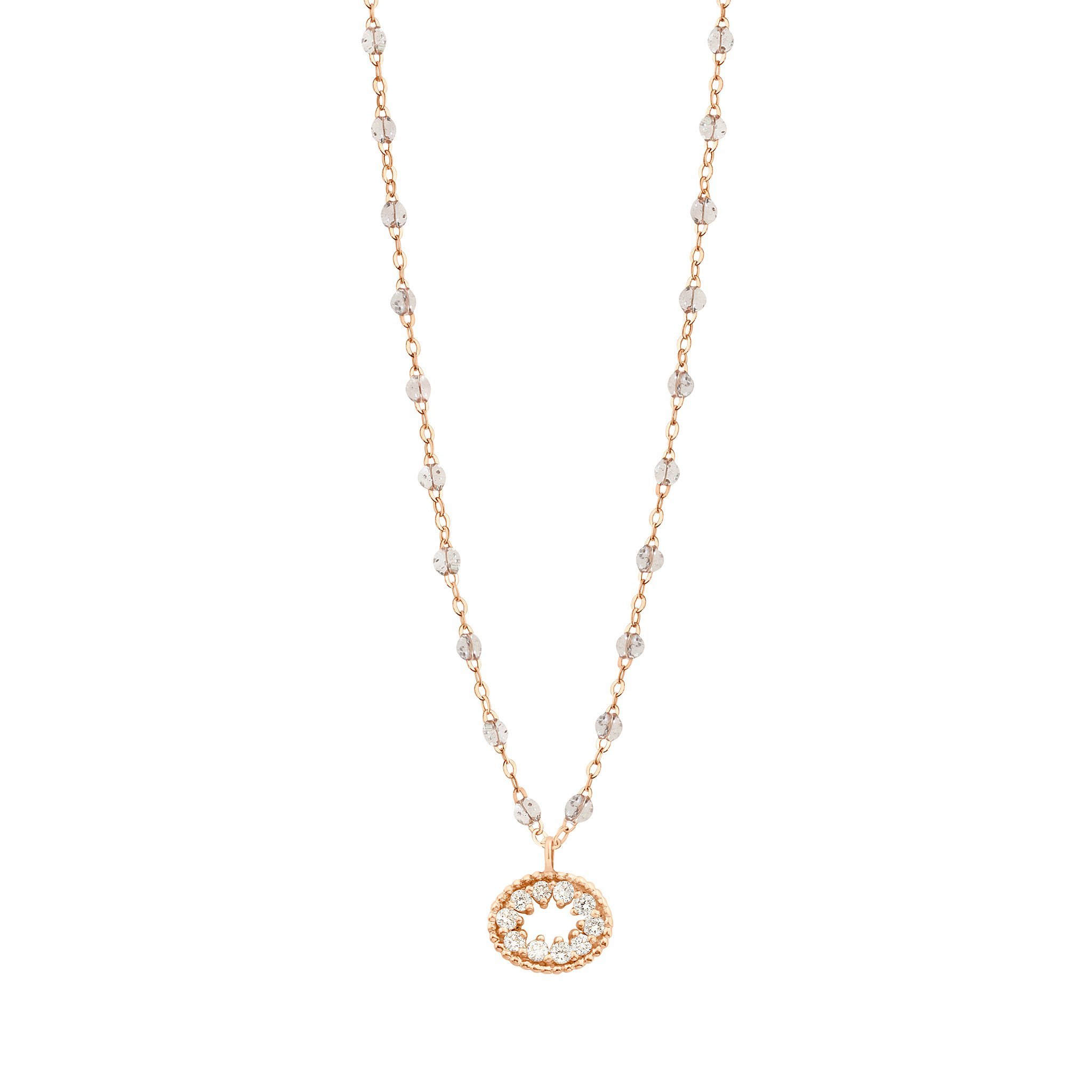 Collier sparkle Oeil de Pirate, diamants, or rose, 42 cm