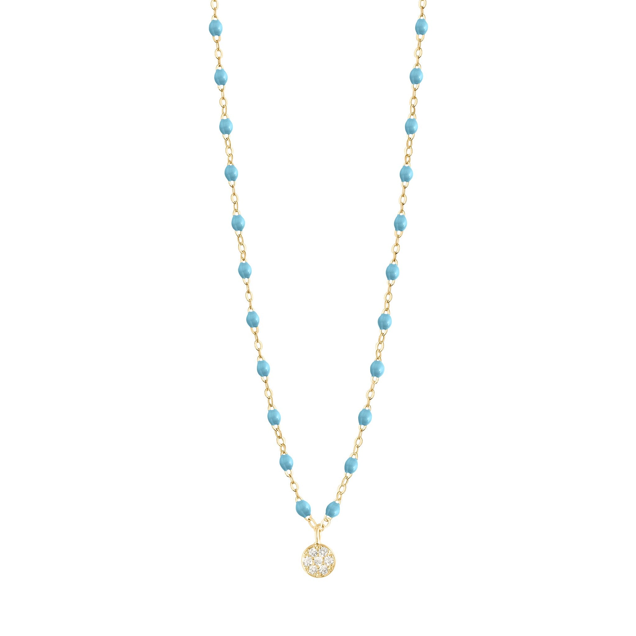 Collier turquoise Puce diamants, or jaune, 42 cm