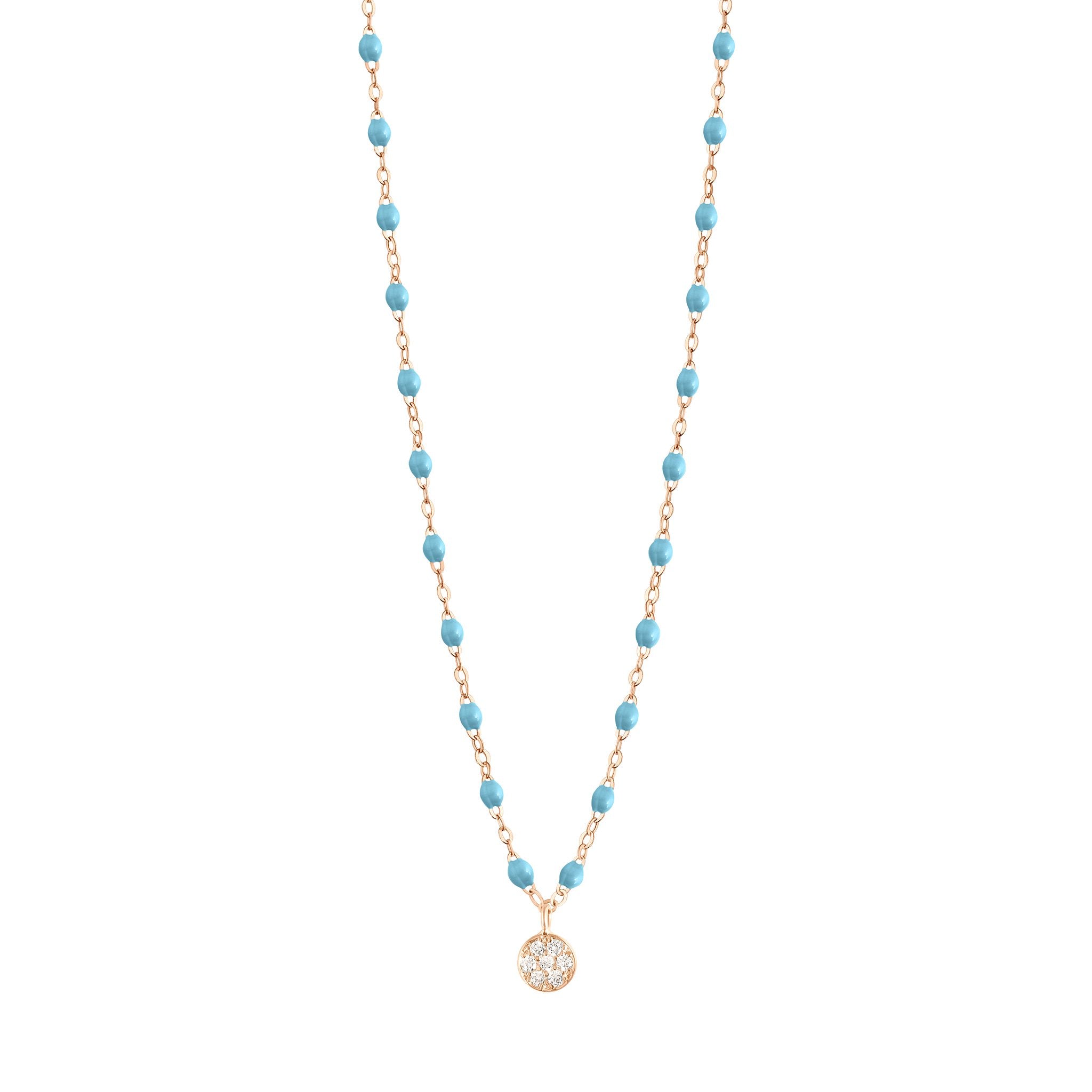 Collier turquoise Puce diamants, or rose, 42 cm