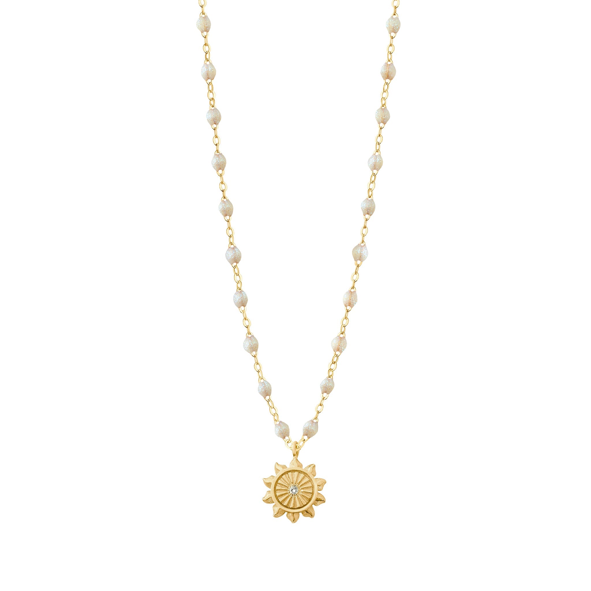 Collier opale Lucky Sun, diamant, or jaune, 42 cm