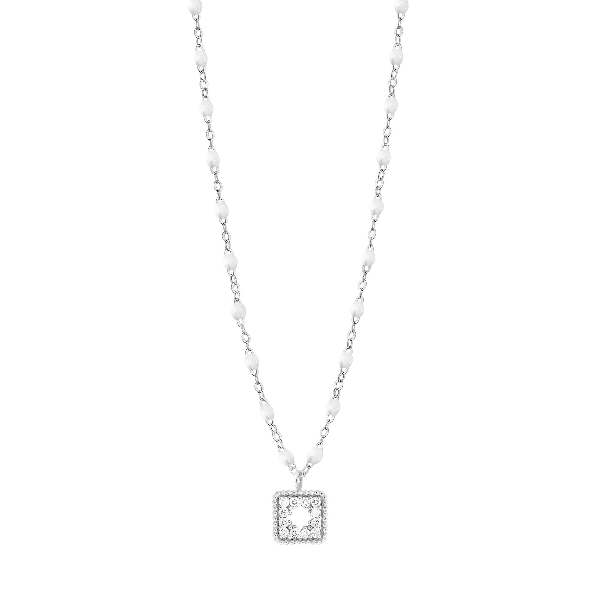 Collier blanc Trésor, diamants, or blanc, 42 cm