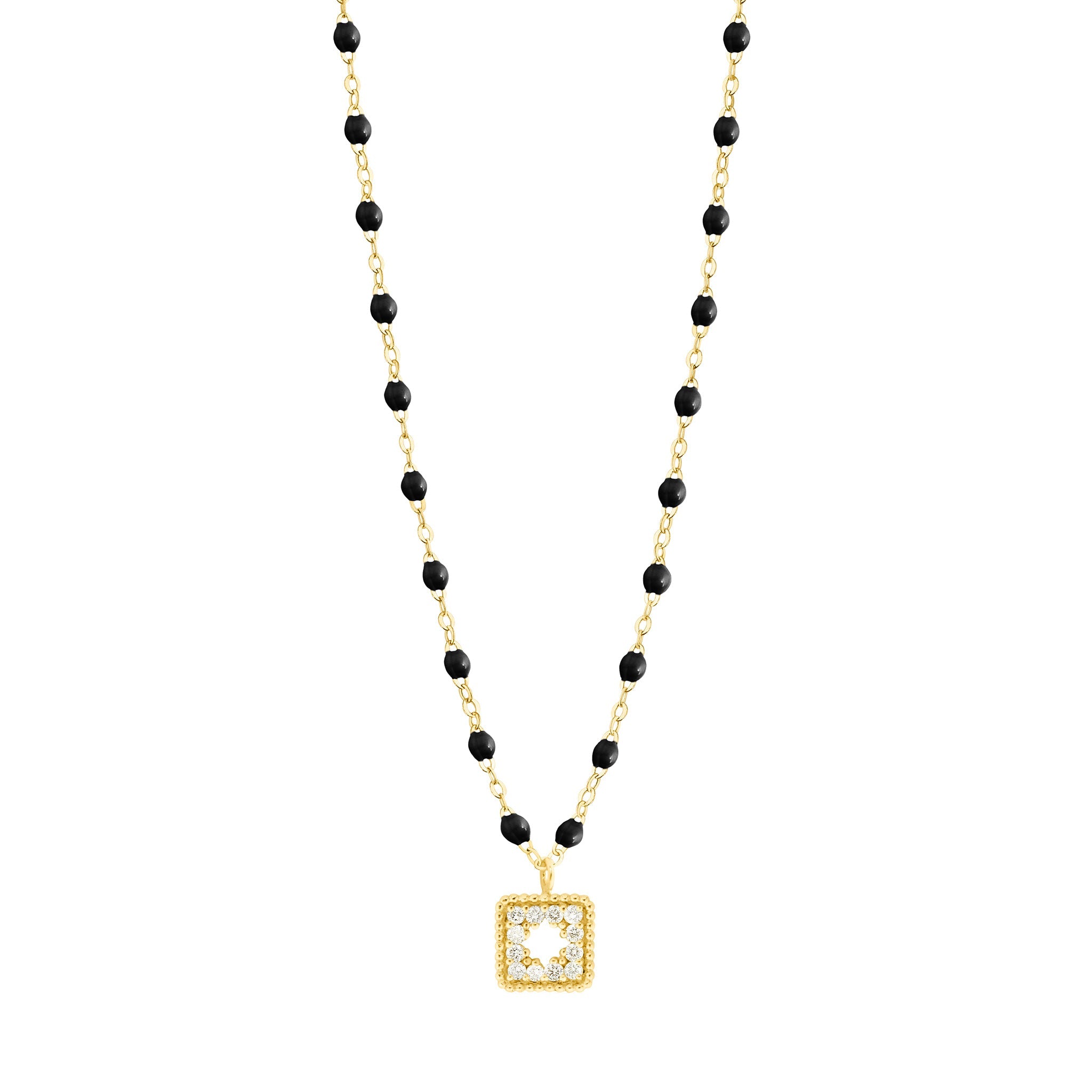 Collier noir Trésor, diamants, or jaune, 42 cm