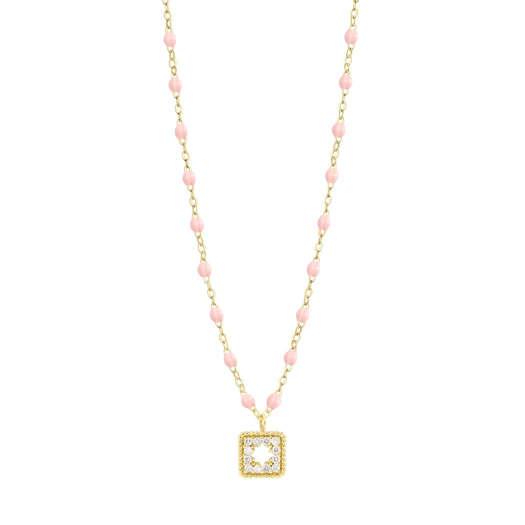 Collier rose bébé Trésor, diamants, or jaune, 42 cm