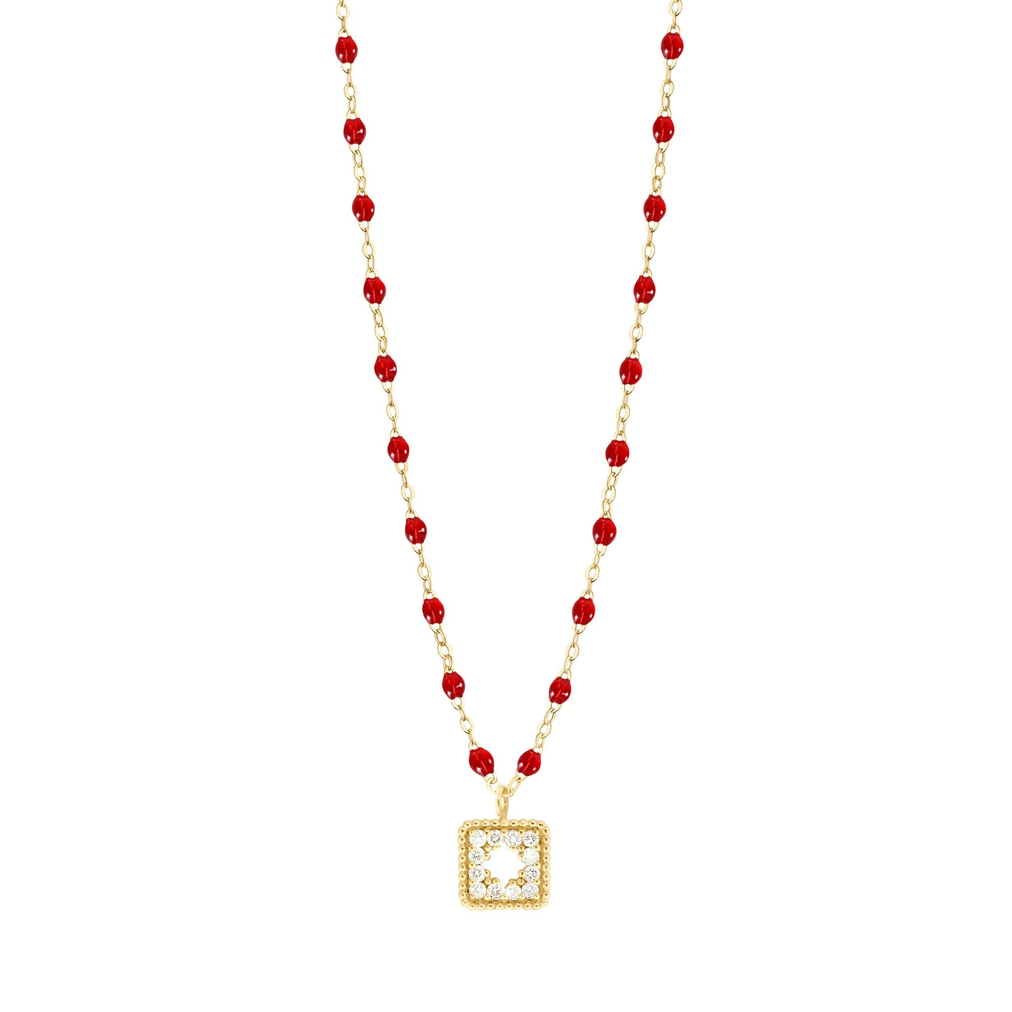 Collier rubis Trésor, diamants, or jaune, 42 cm