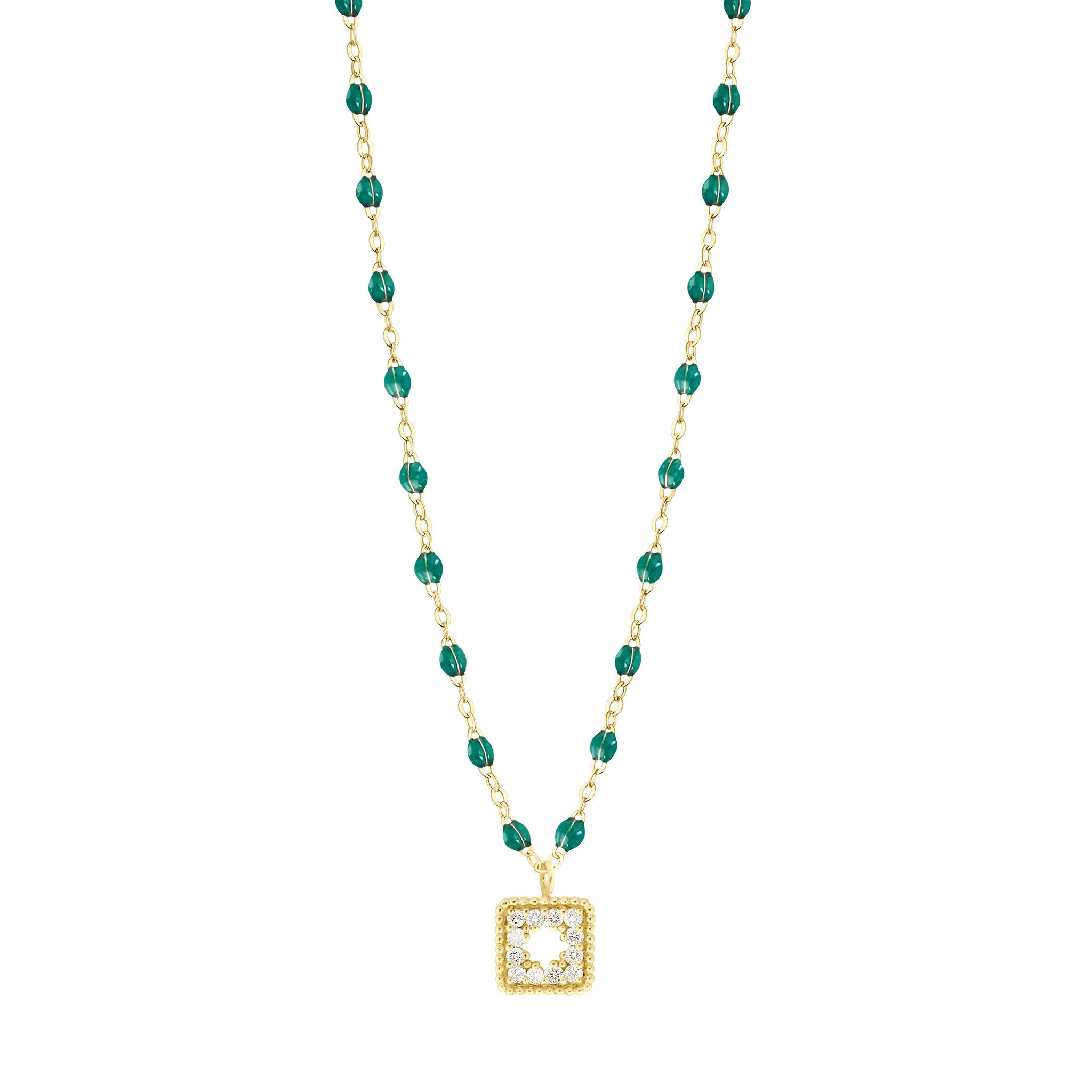 Collier émeraude Trésor, diamants, or jaune, 42 cm