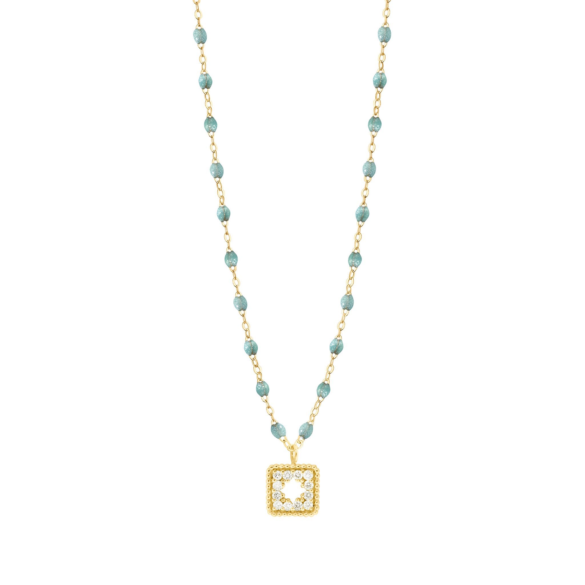 Collier glacier Trésor, diamants, or jaune, 42 cm