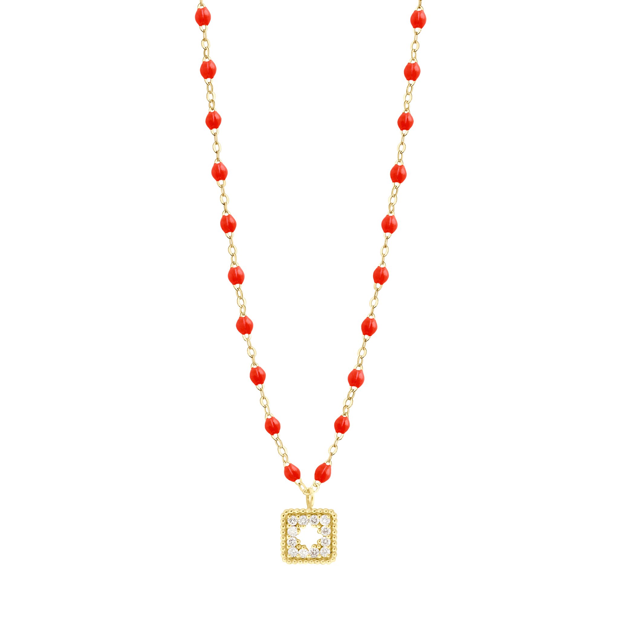 Collier corail Trésor, diamants, or jaune, 42 cm