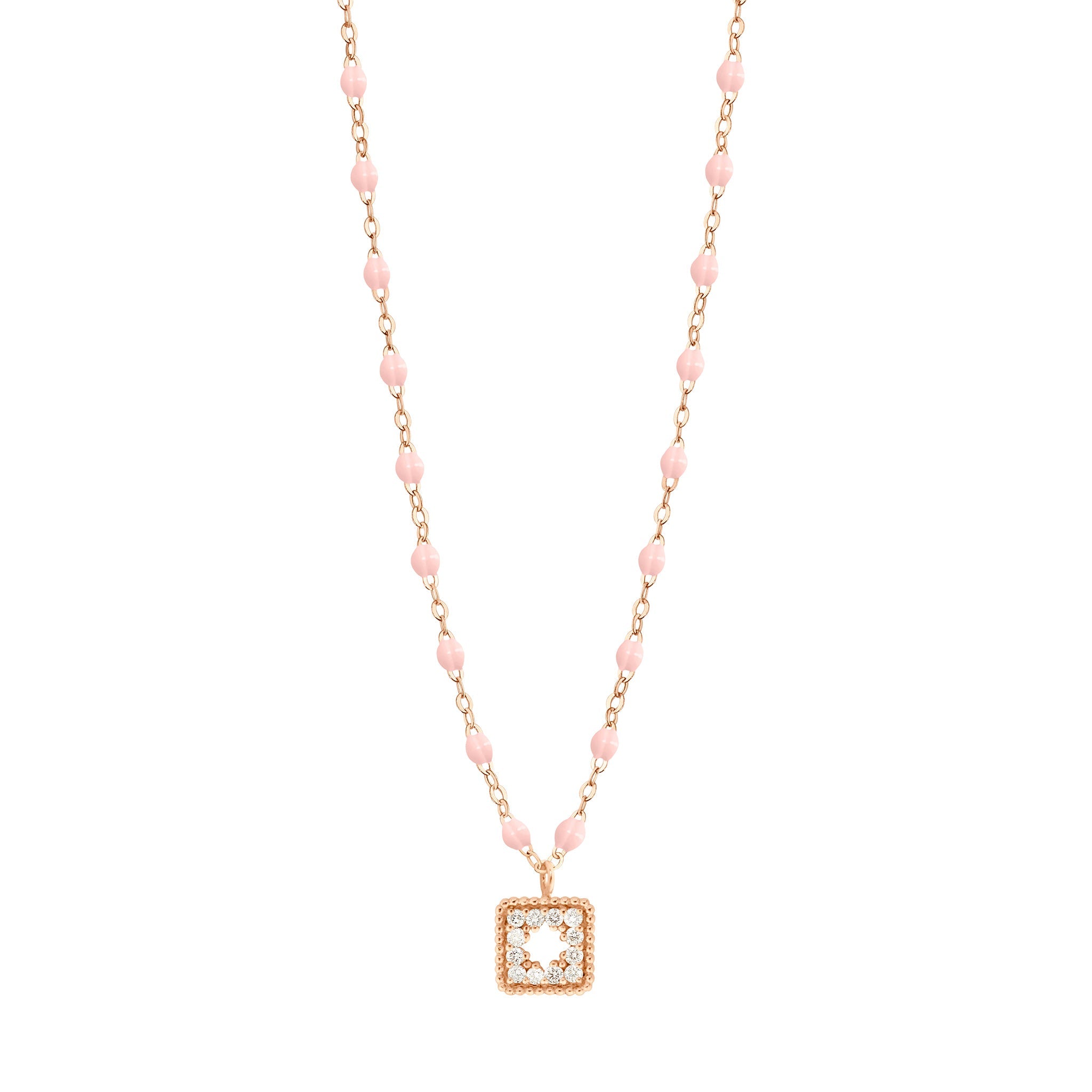 Collier rose bébé Trésor, diamants, or rose, 42 cm