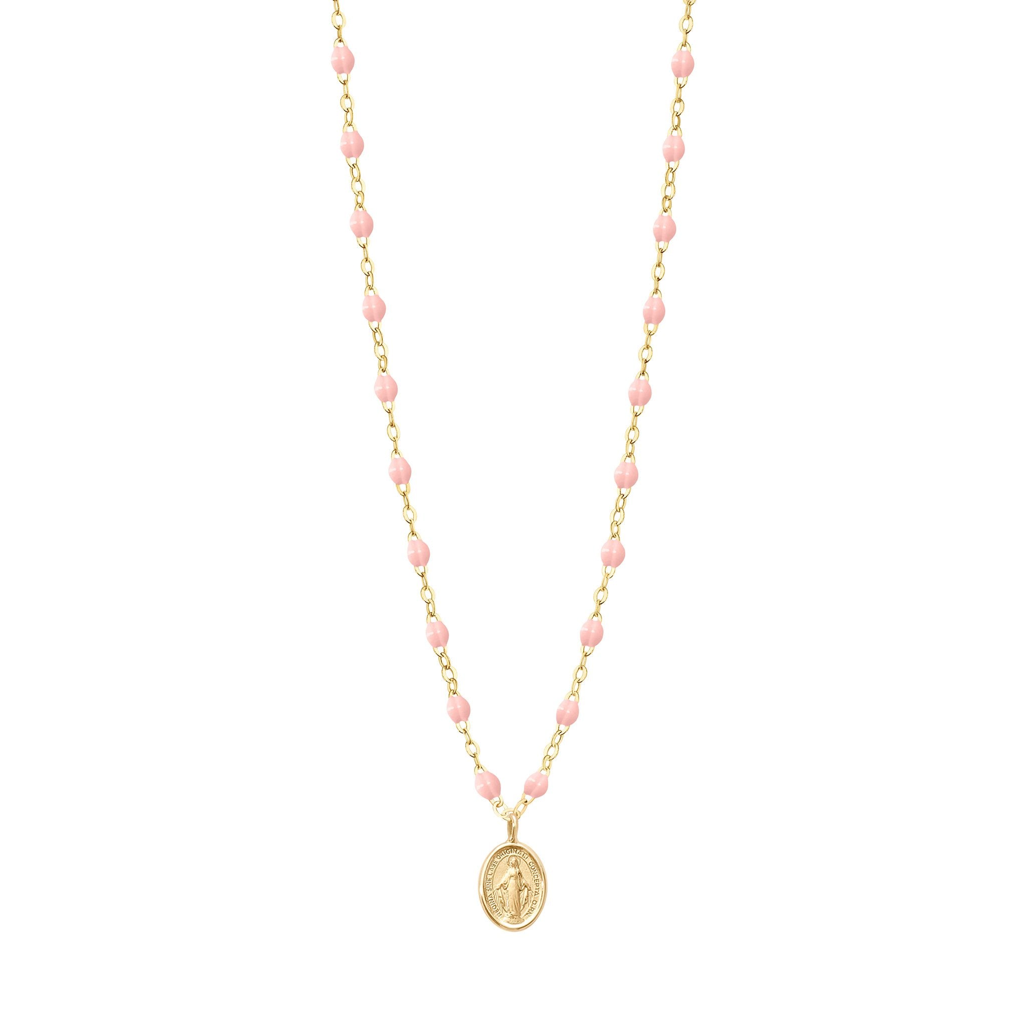 Collier rose bébé Madone, or jaune, 42 cm