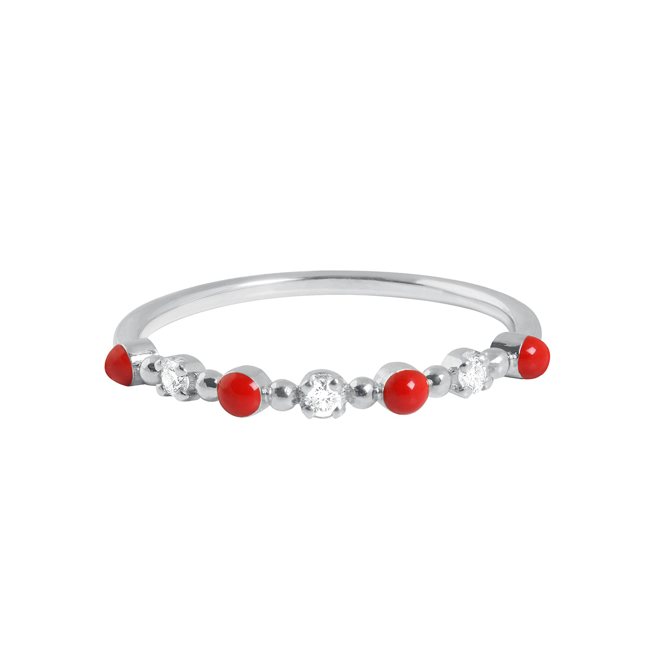 Bague coquelicot Classique Gigi, 3 diamants, or blanc, T 54