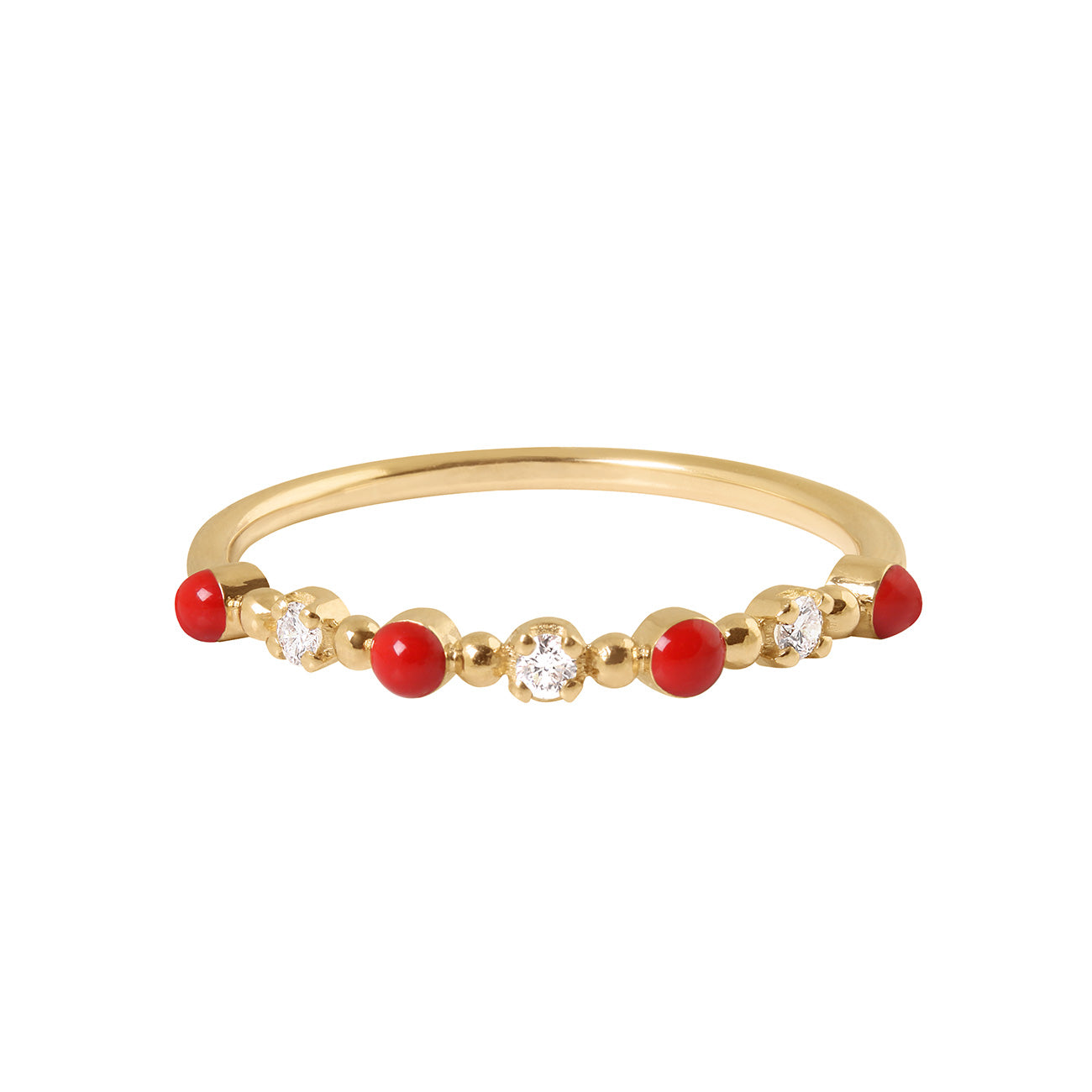 Bague coquelicot Classique Gigi, 3 diamants, or jaune, T 54