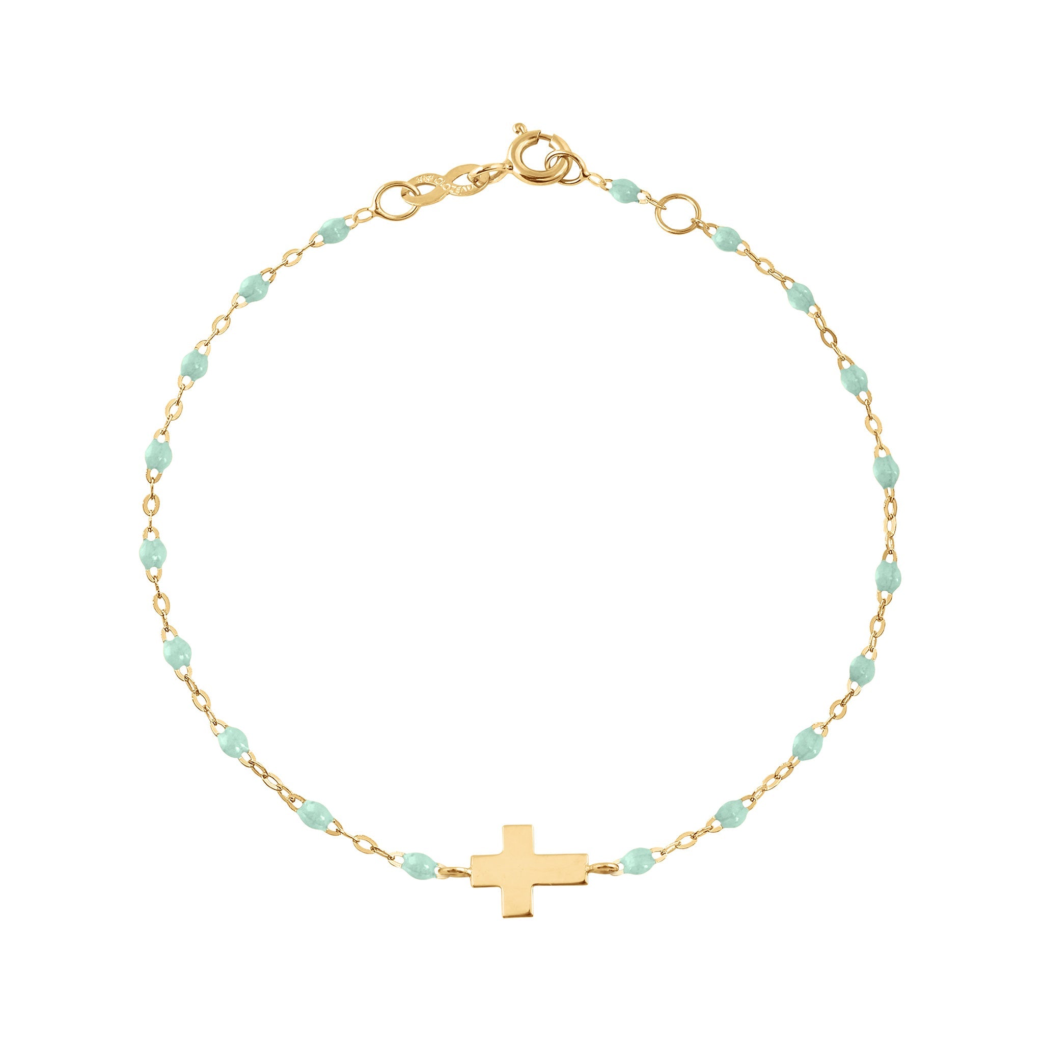 Bracelet enfant jade Croix, or jaune, 15 cm