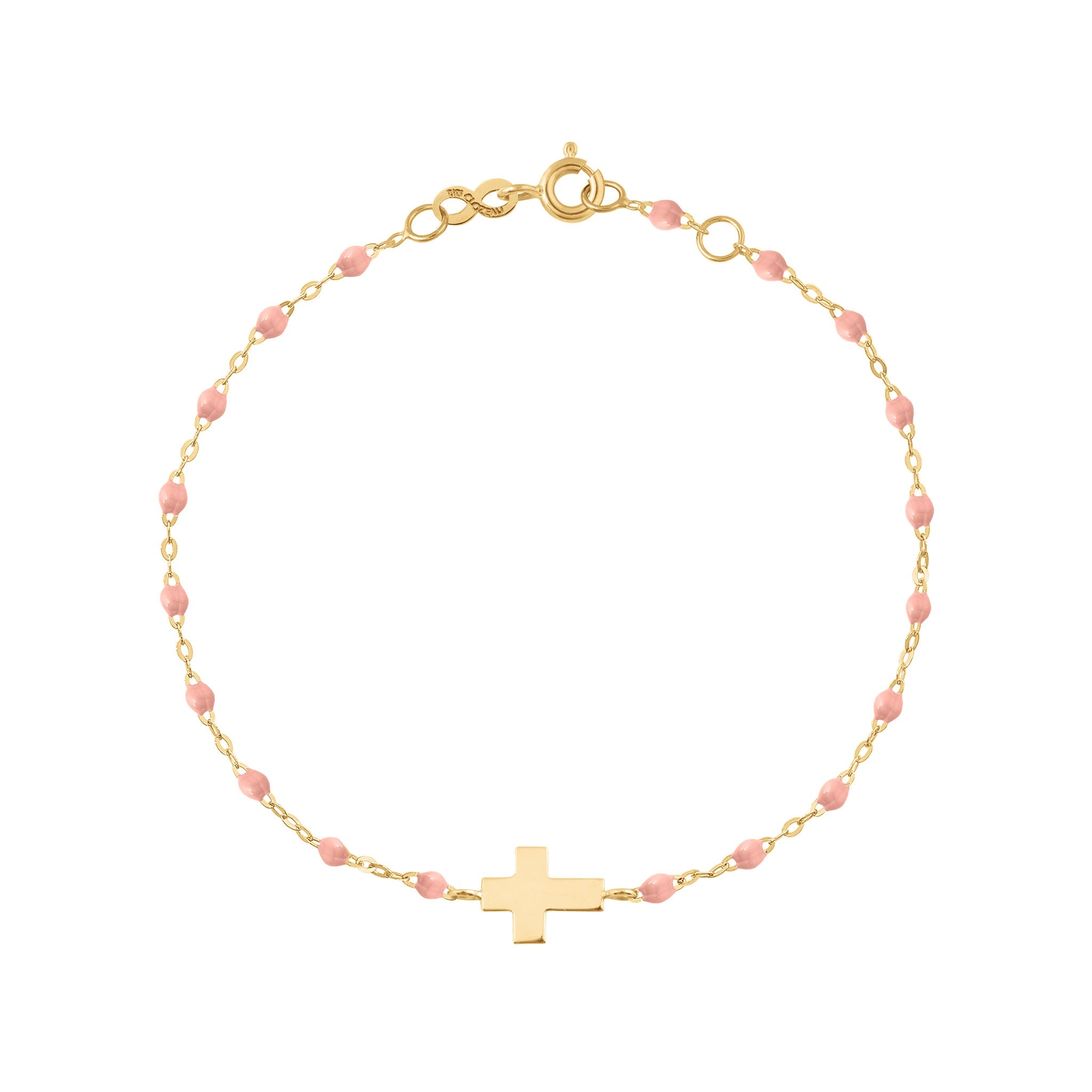 Bracelet enfant rose bébé Croix, or jaune, 15 cm