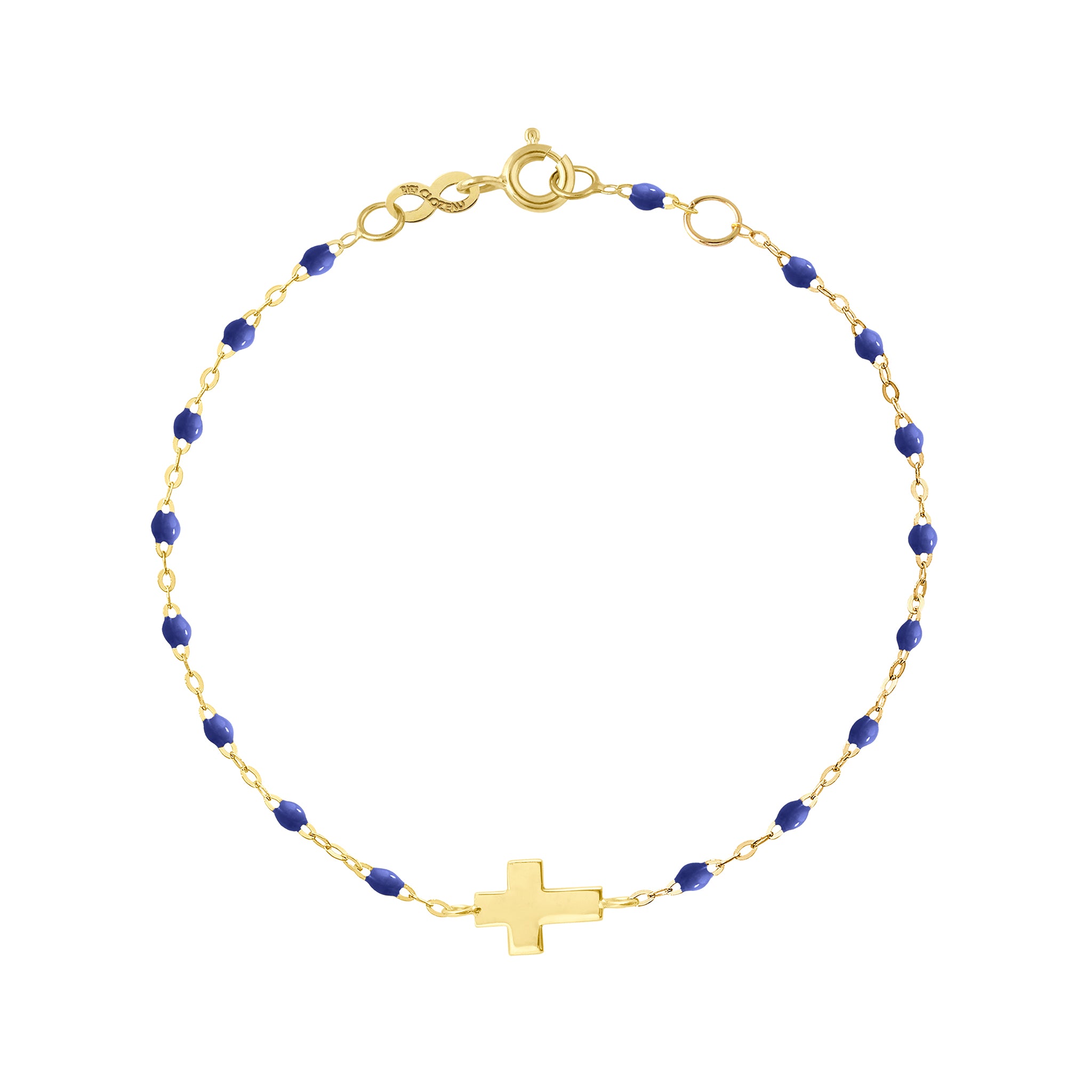 Bracelet bleuet Croix, or jaune, 17cm