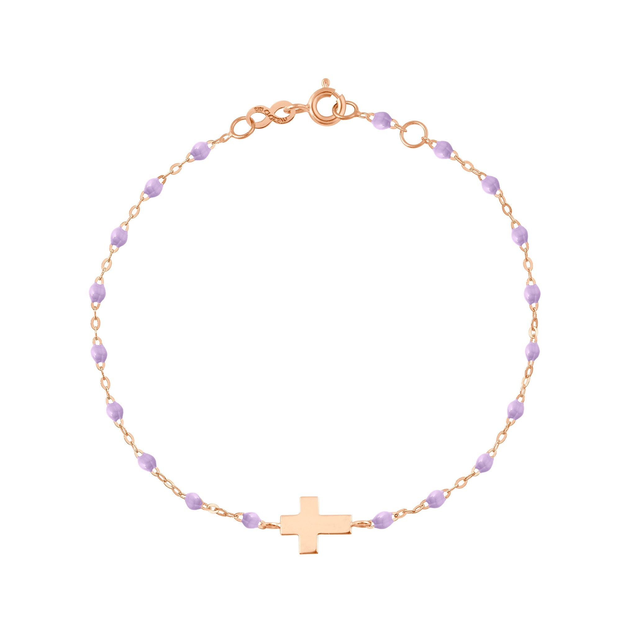 Bracelet bébé parme Croix, or rose, 13 cm