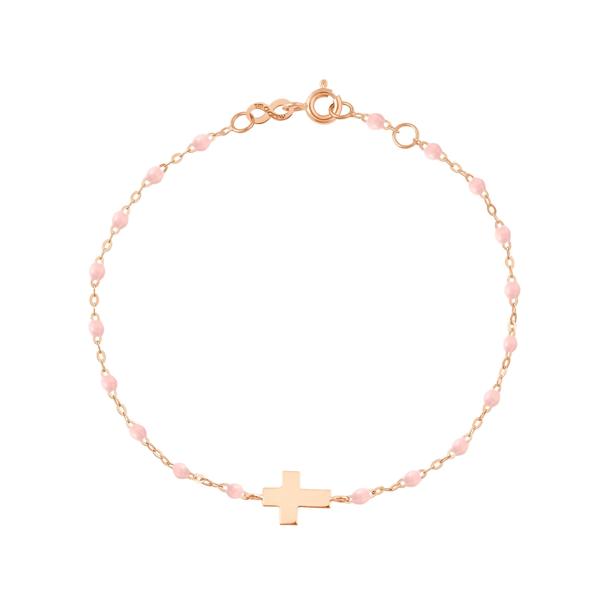 Bracelet rose bébé Croix, or rose, 17cm