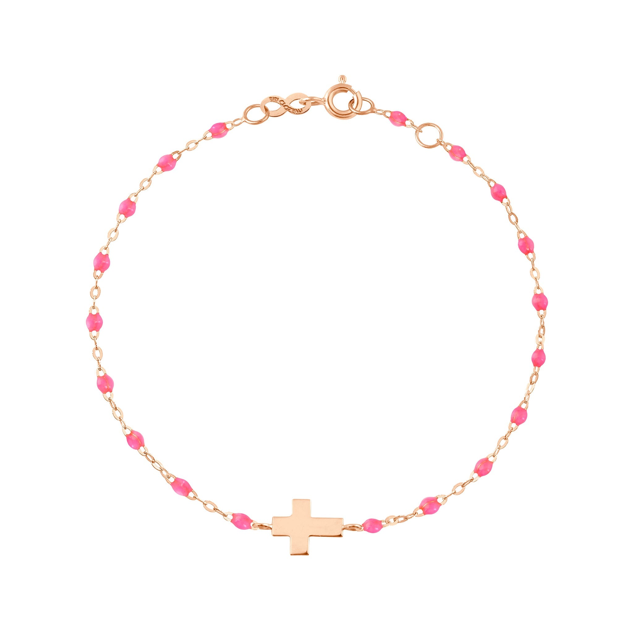 Bracelet enfant rose fluo Croix, or rose, 15 cm