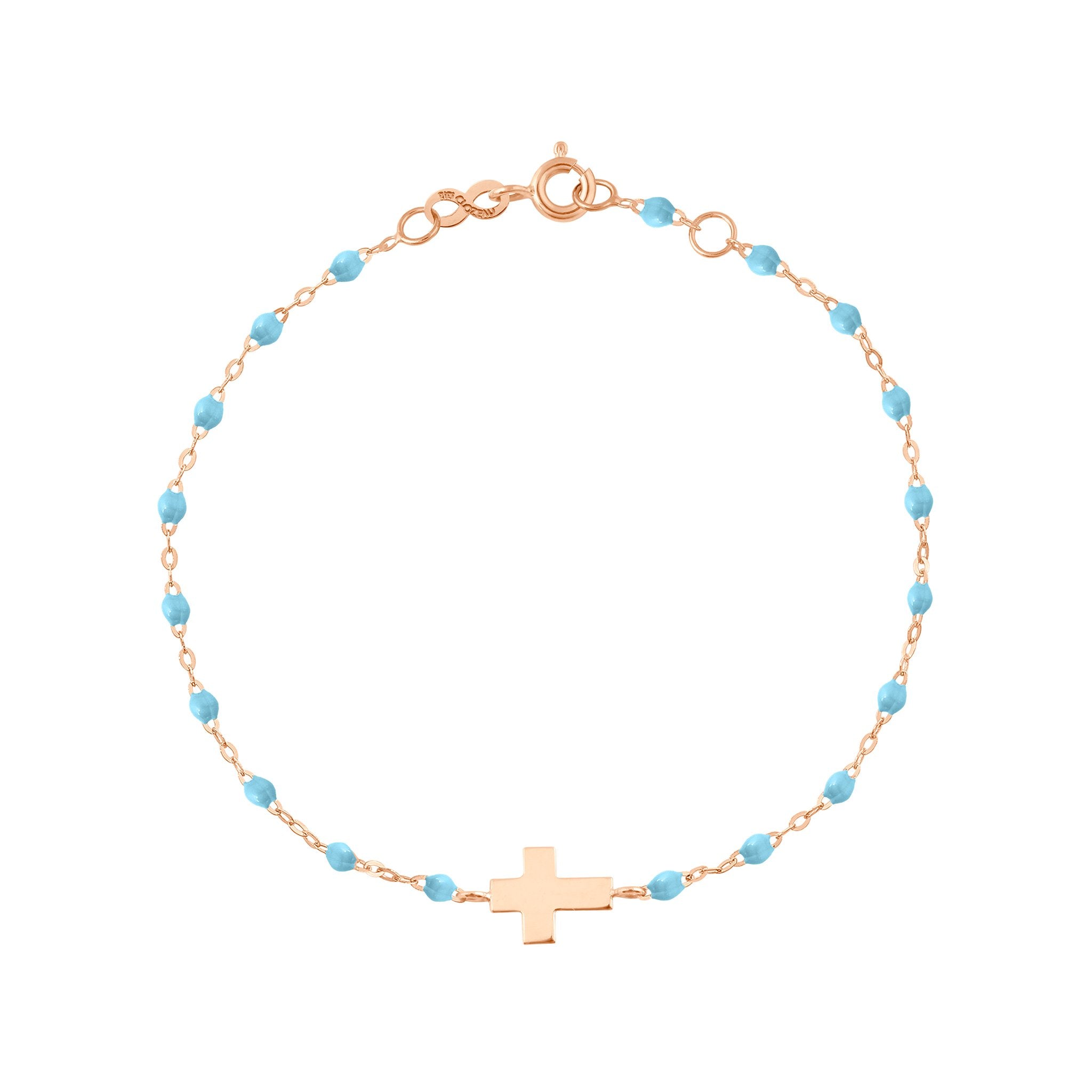 Bracelet turquoise Croix, or rose, 17cm