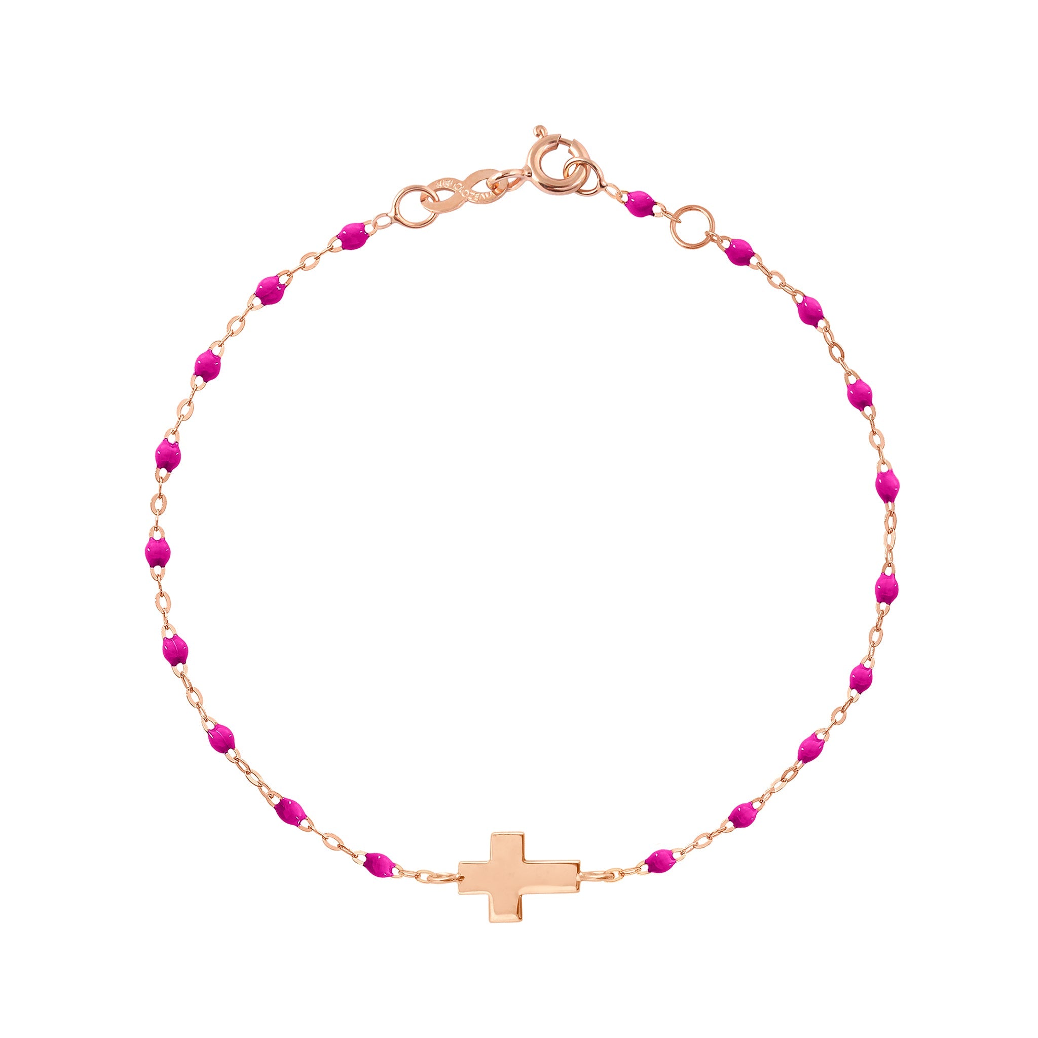 Bracelet bonbon Croix , or rose, 17 cm madone Référence :  b3co001r4217xx -1