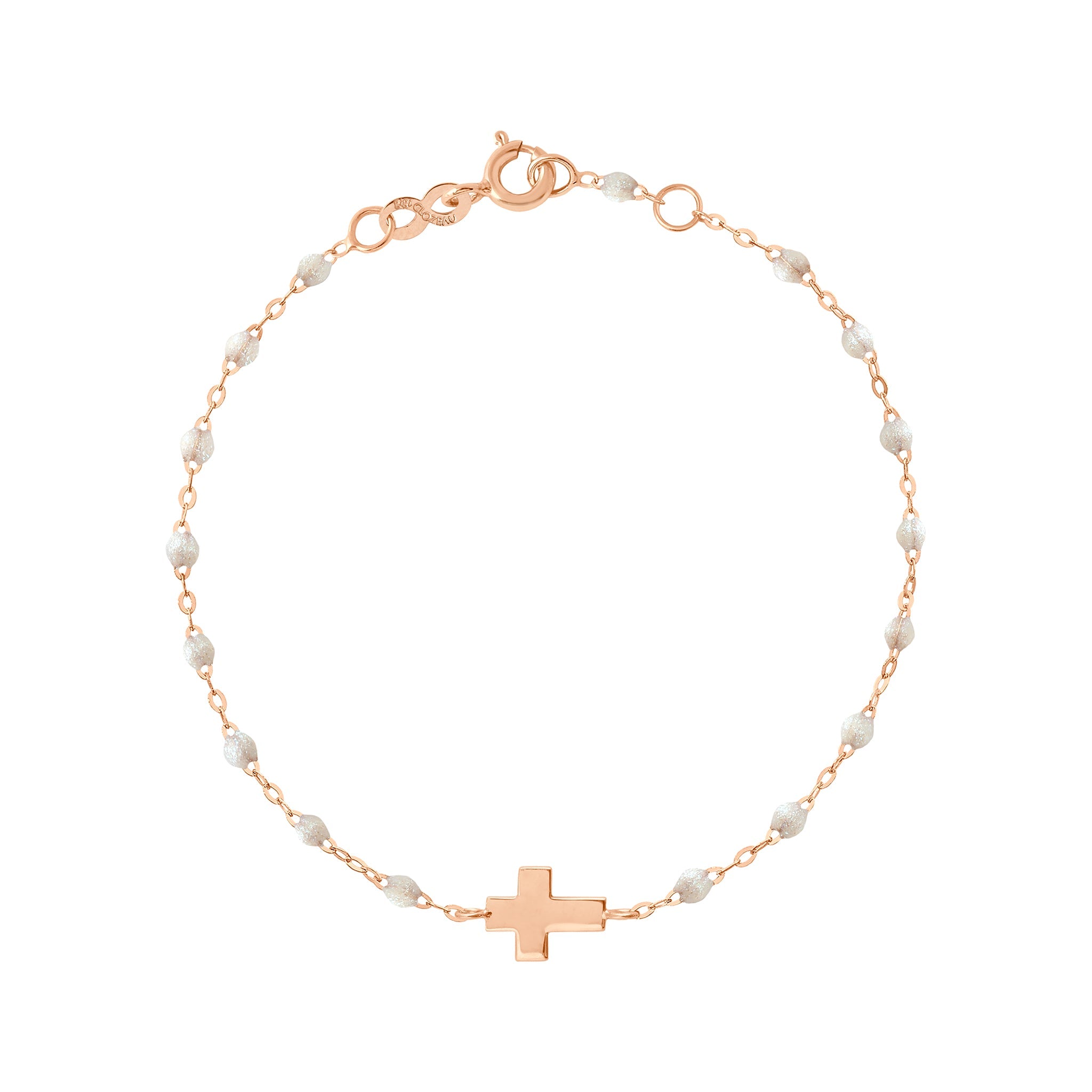 Bracelet opale Croix, or rose, 17cm