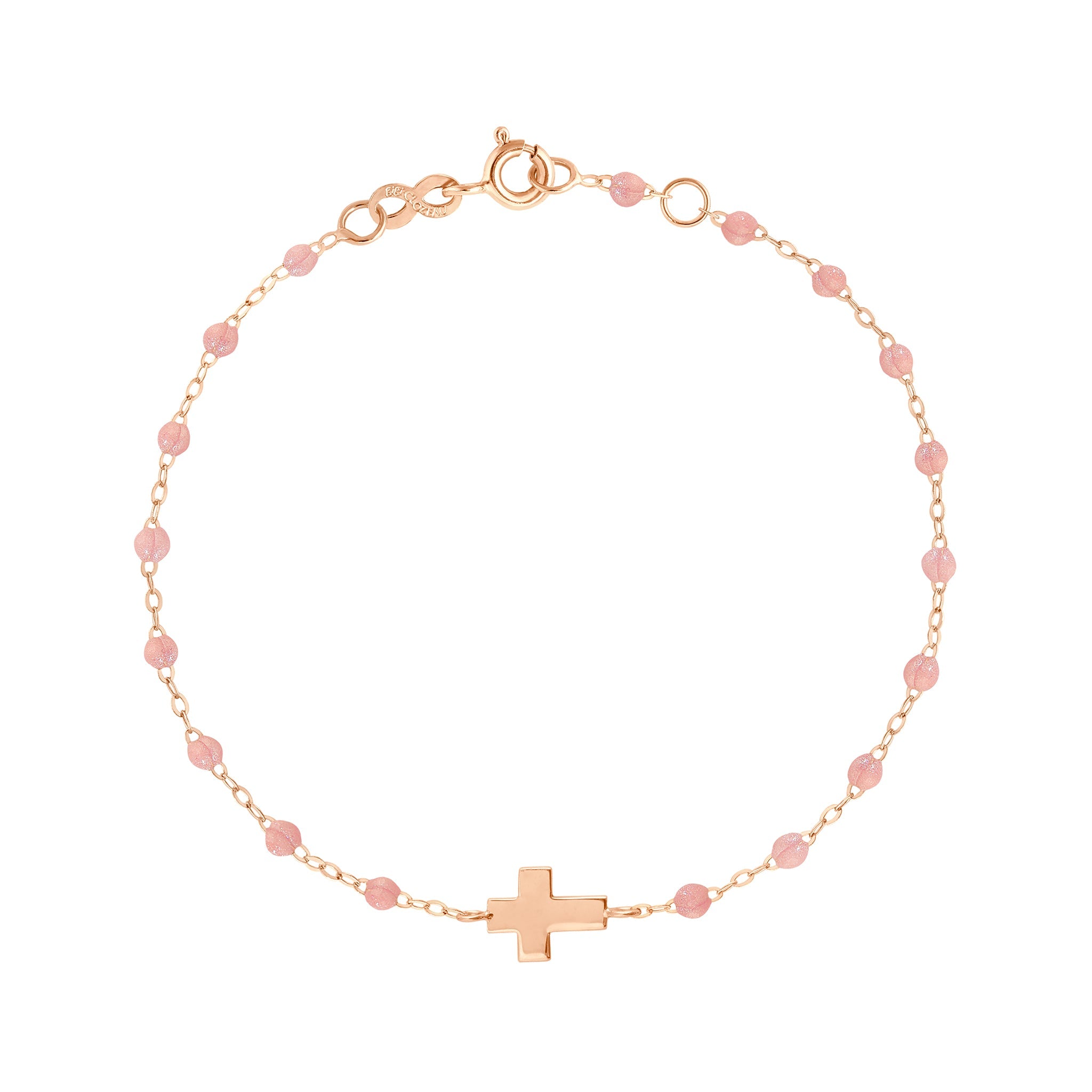 Bracelet blush Croix, or rose, 17 cm