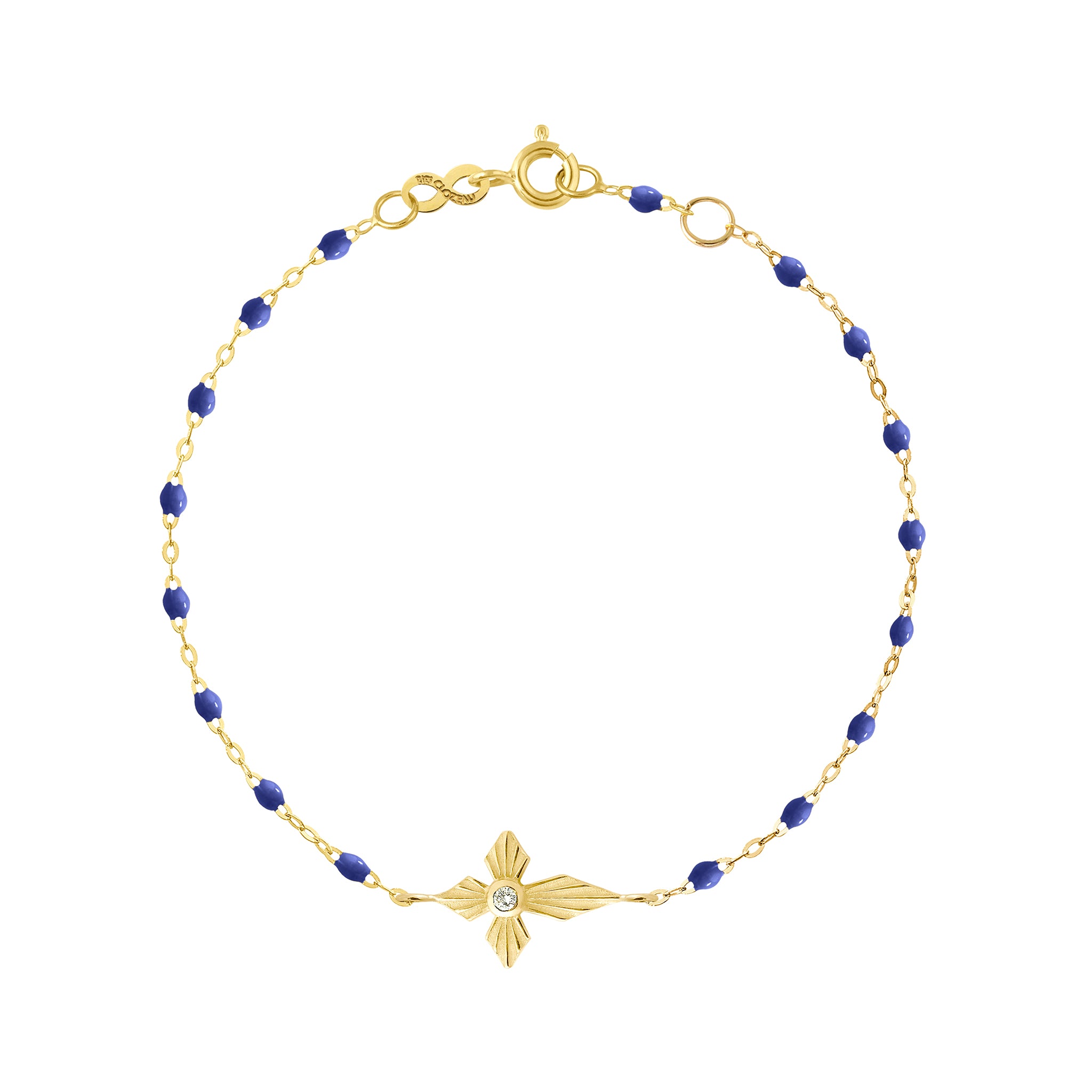 Bracelet bleuet Croix Lumière, diamant, or jaune, 17 cm madone Référence :  b3co024j4517di -1