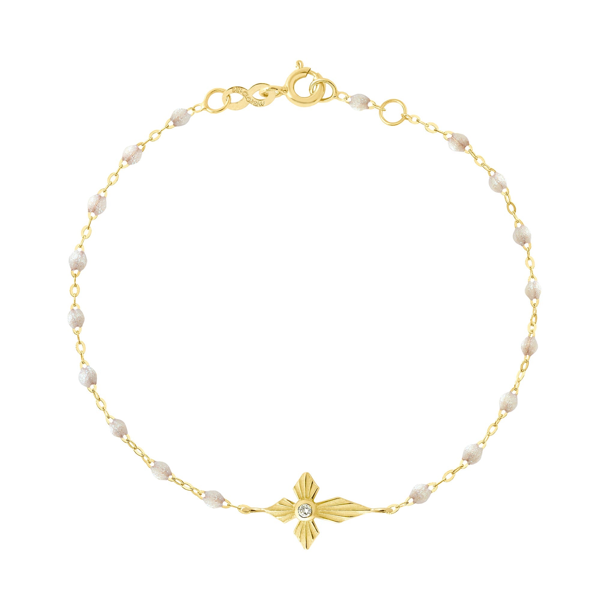 Bracelet opale Croix Lumière, diamant, or jaune, 17 cm madone Référence :  b3co024j6117di -1