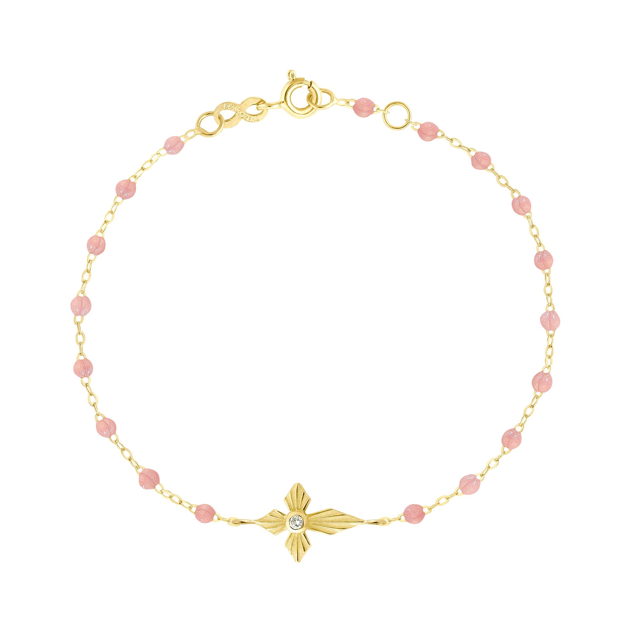 Bracelet blush Croix Lumière, diamant, or jaune, 17 cm madone Référence :  b3co024j6317di -1