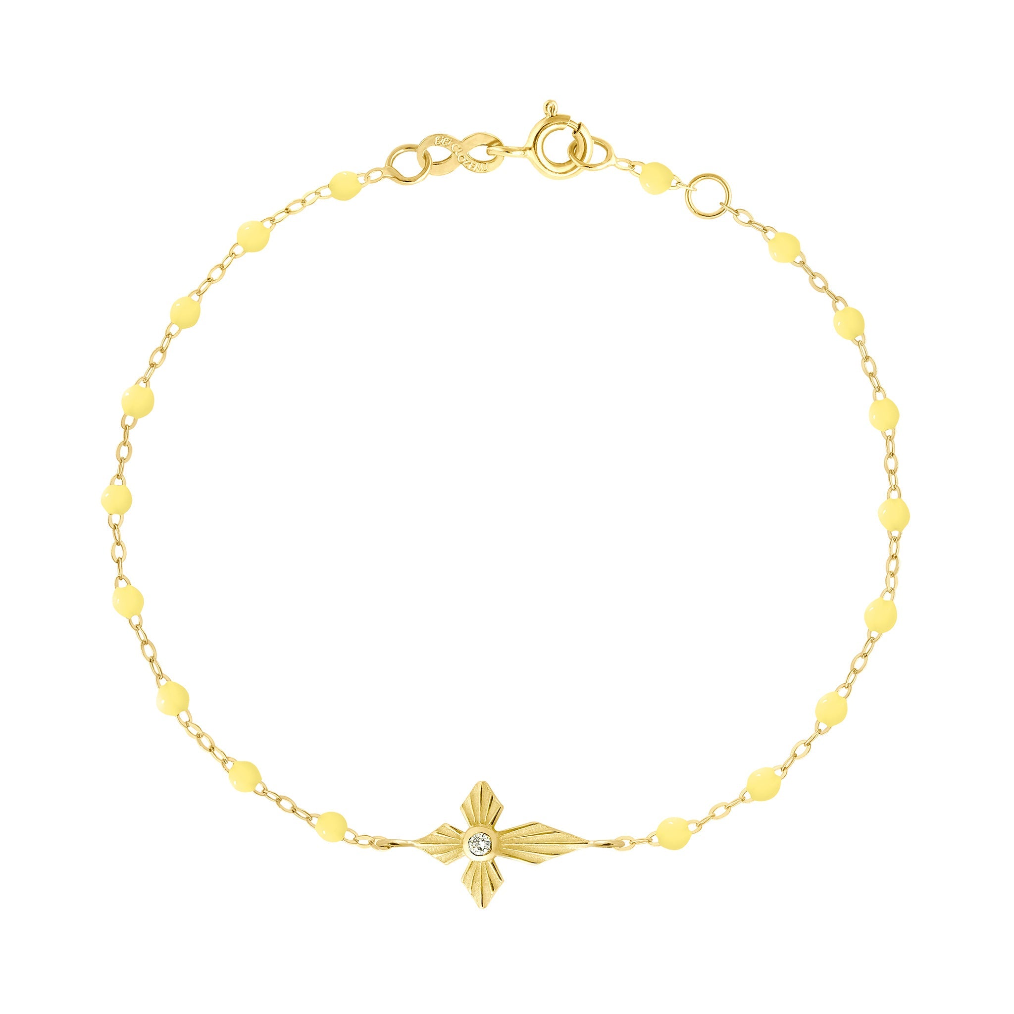 Bracelet mimosa Croix Lumière, diamant, or jaune, 17 cm madone Référence :  b3co024j6417di -1