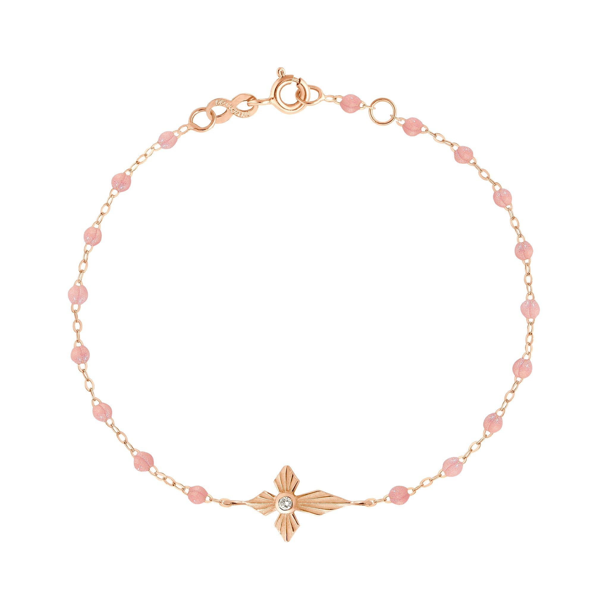 Bracelet blush Croix Lumière, diamant, or rose, 17 cm madone Référence :  b3co024r6317di -1