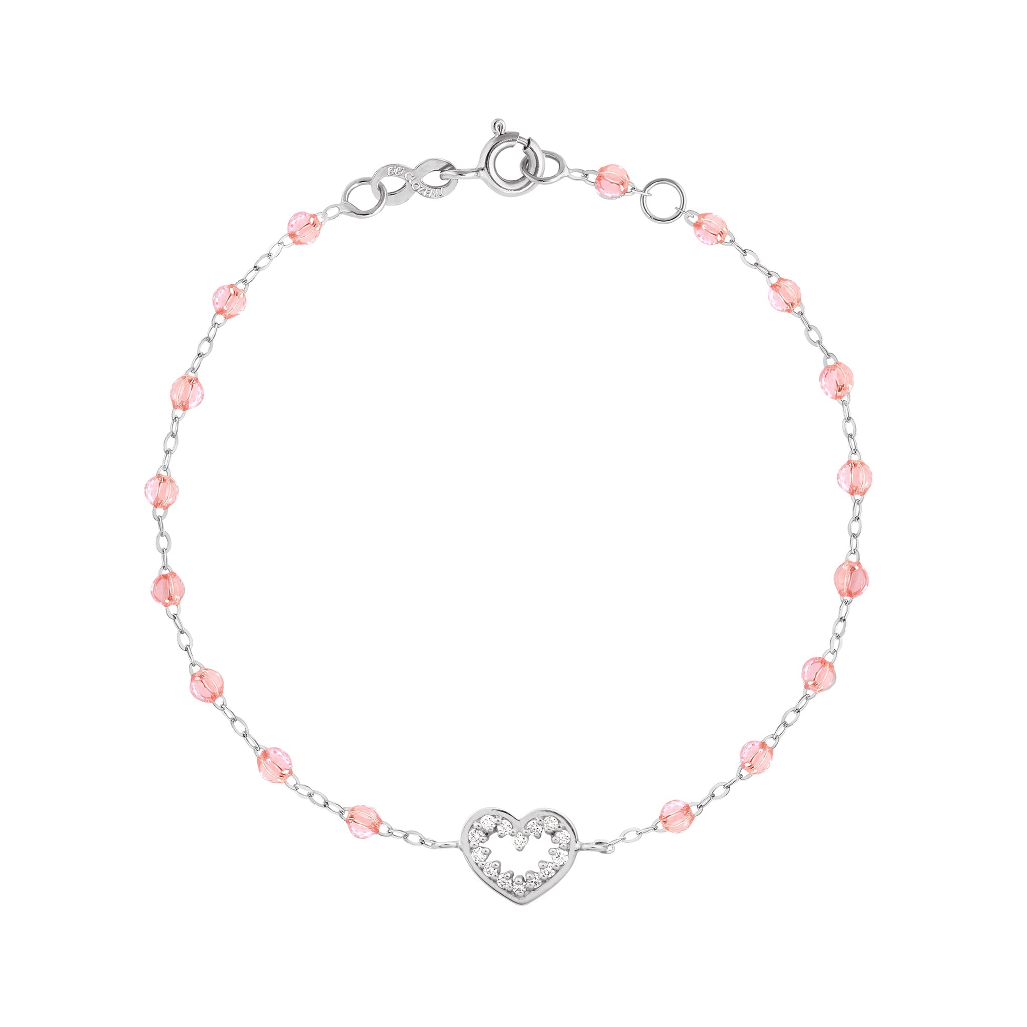 Bracelet rosée Cœur Suprême, diamants, or blanc, 17 cm