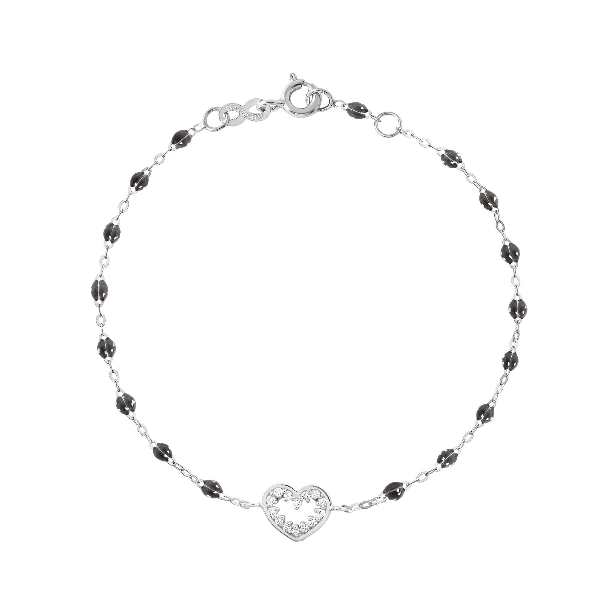 Bracelet quartz Cœur Suprême, diamants, or blanc, 17 cm