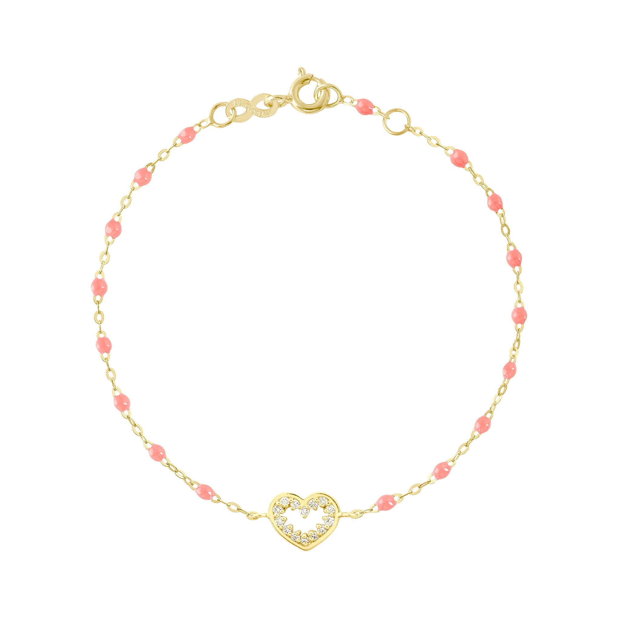 Bracelet fuchsia Cœur Suprême, diamants, or jaune, 17 cm