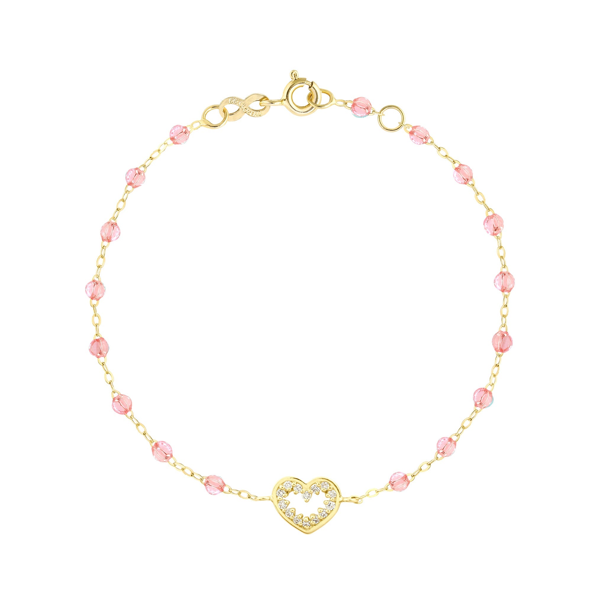 Bracelet rosée Cœur Suprême, diamants, or jaune, 17 cm