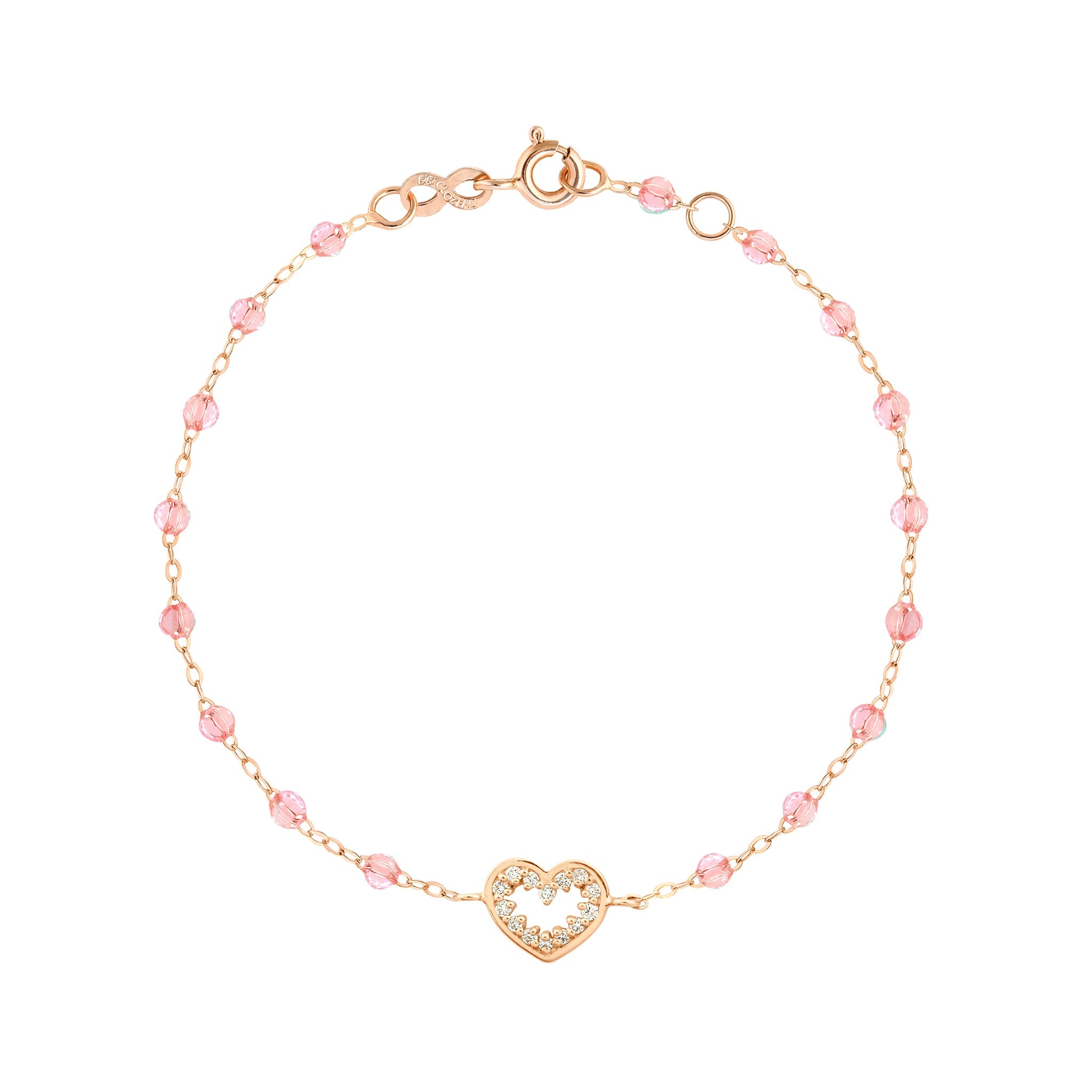 Bracelet rosée Cœur Suprême, diamants, or rose, 17 cm