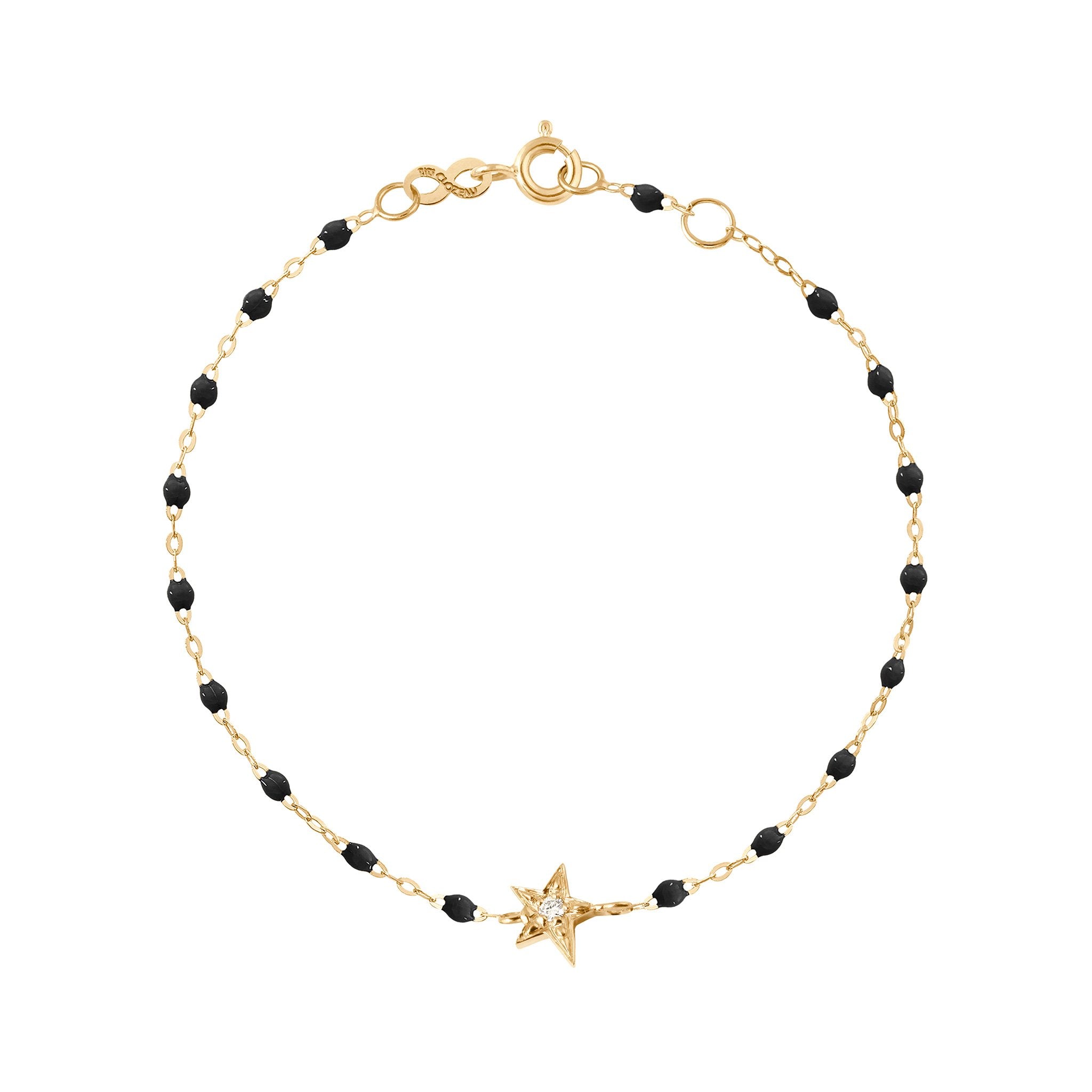 Bracelet noir Etoile diamant, or jaune, 17 cm pirate Référence :  b3et006j2017di -1