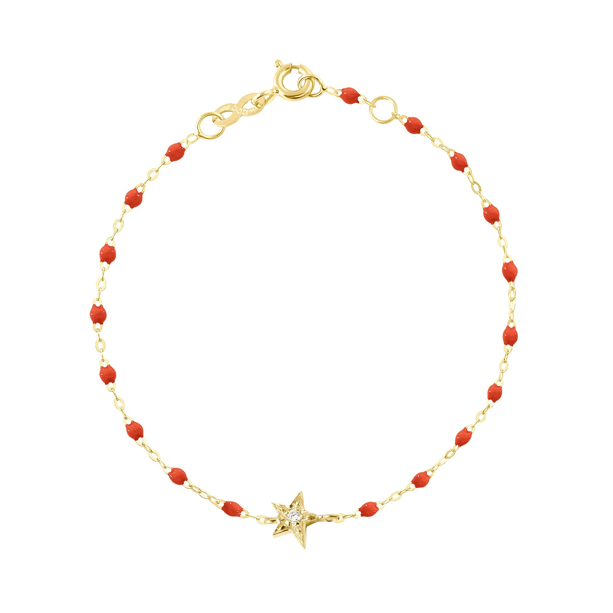 Bracelet corail Etoile diamant, or jaune, 17 cm pirate Référence :  b3et006j5817di -1