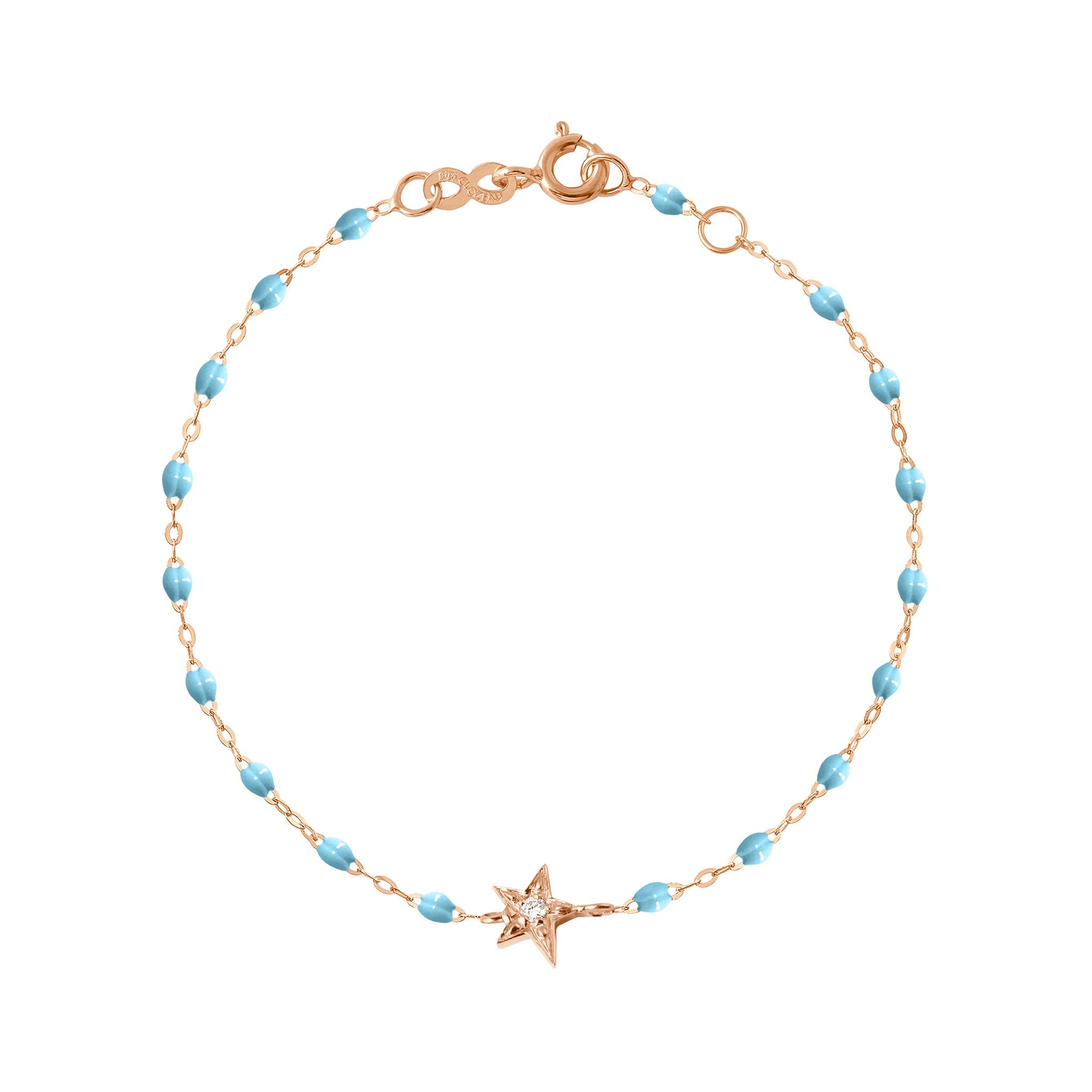 Bracelet turquoise Etoile diamant, or rose, 17 cm pirate Référence :  b3et006r3417di -1