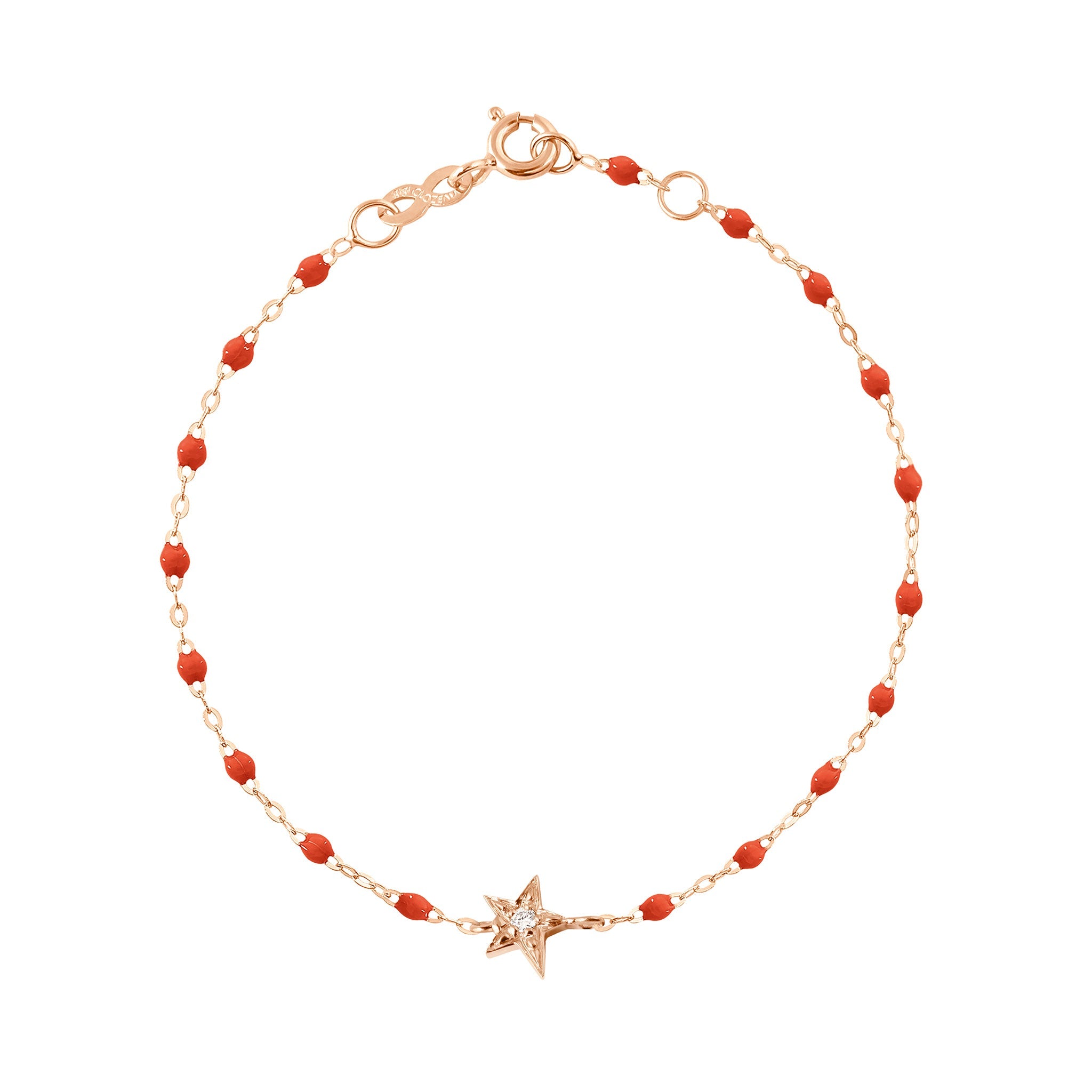 Bracelet corail Etoile diamant, or rose, 17 cm pirate Référence :  b3et006r5817di -1