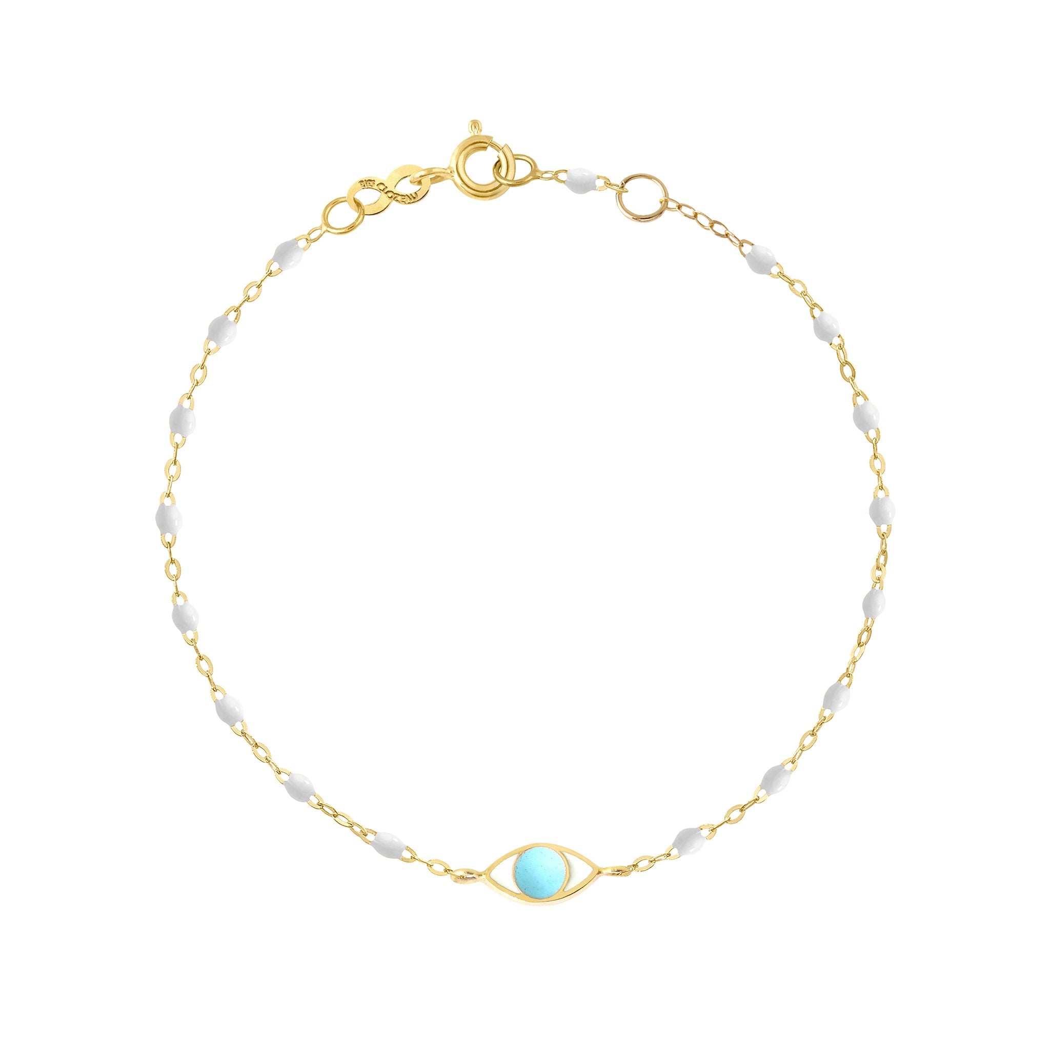 Bracelet Classique Gigi Eye blanc, or jaune, 17 cm