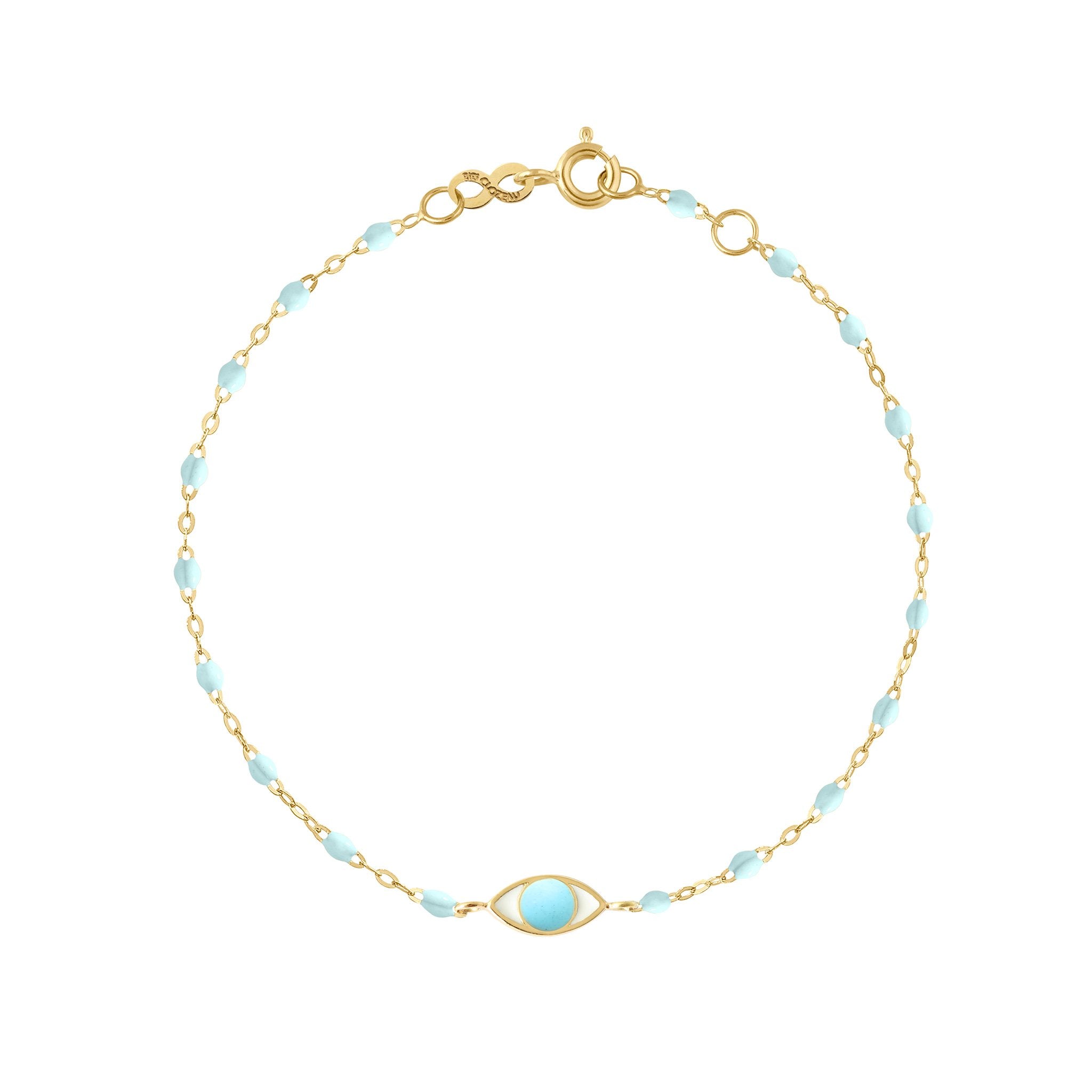 Bracelet Classique Gigi Eye bleu layette, or jaune, 17 cm